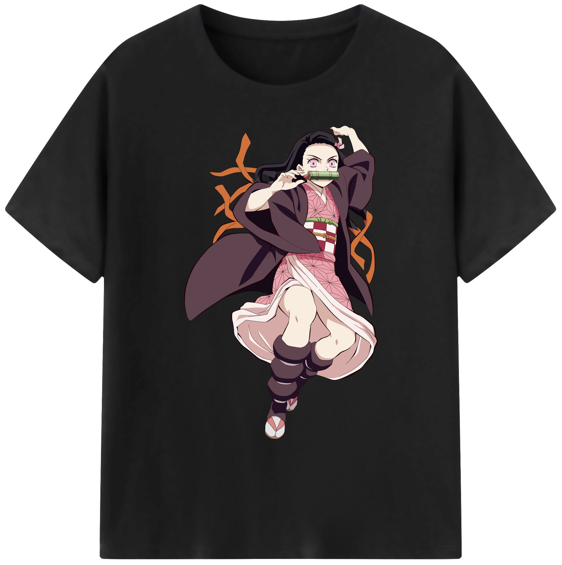 （画像用） 鬼滅の刃（きめつのやいば）竈門 禰󠄀豆子／かまど ねずこ Kamado Nezuko 綿100％ メンズ半袖Tシャツ｜肌触りやわらか＆通気性