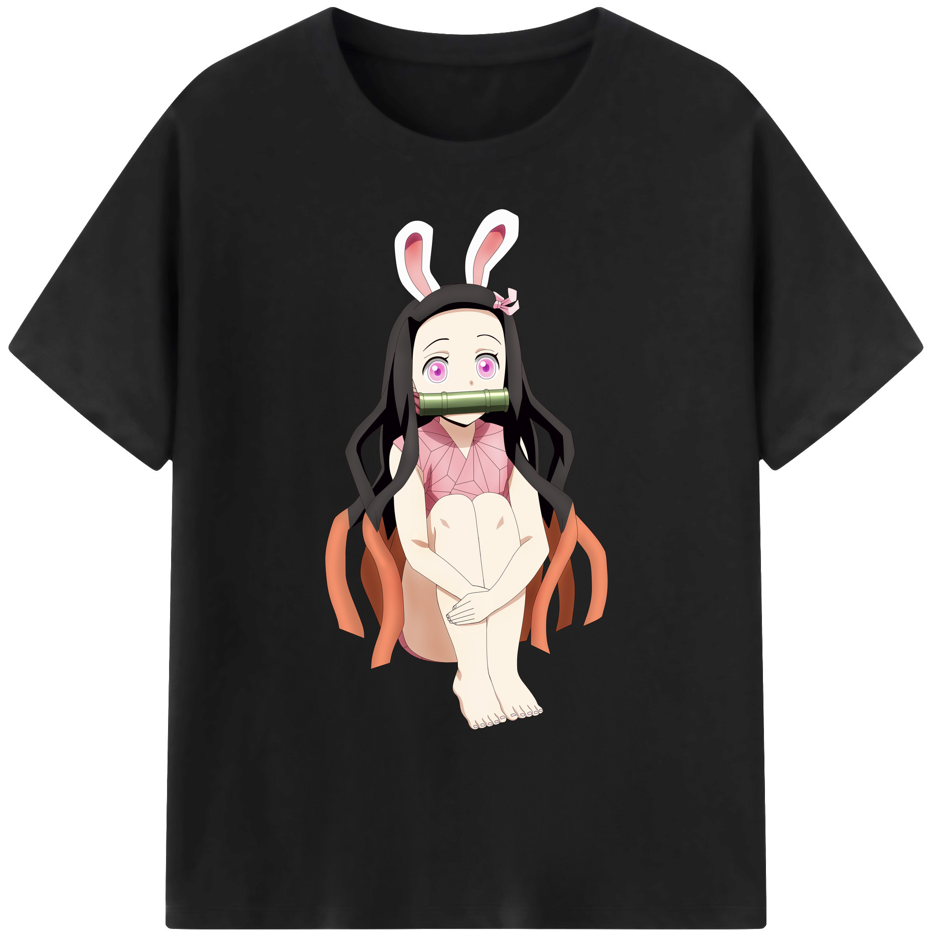 （画像用） 鬼滅の刃（きめつのやいば）竈門 禰󠄀豆子／かまど ねずこ Kamado Nezuko 綿100％ メンズ半袖Tシャツ｜肌触りやわらか＆通気性