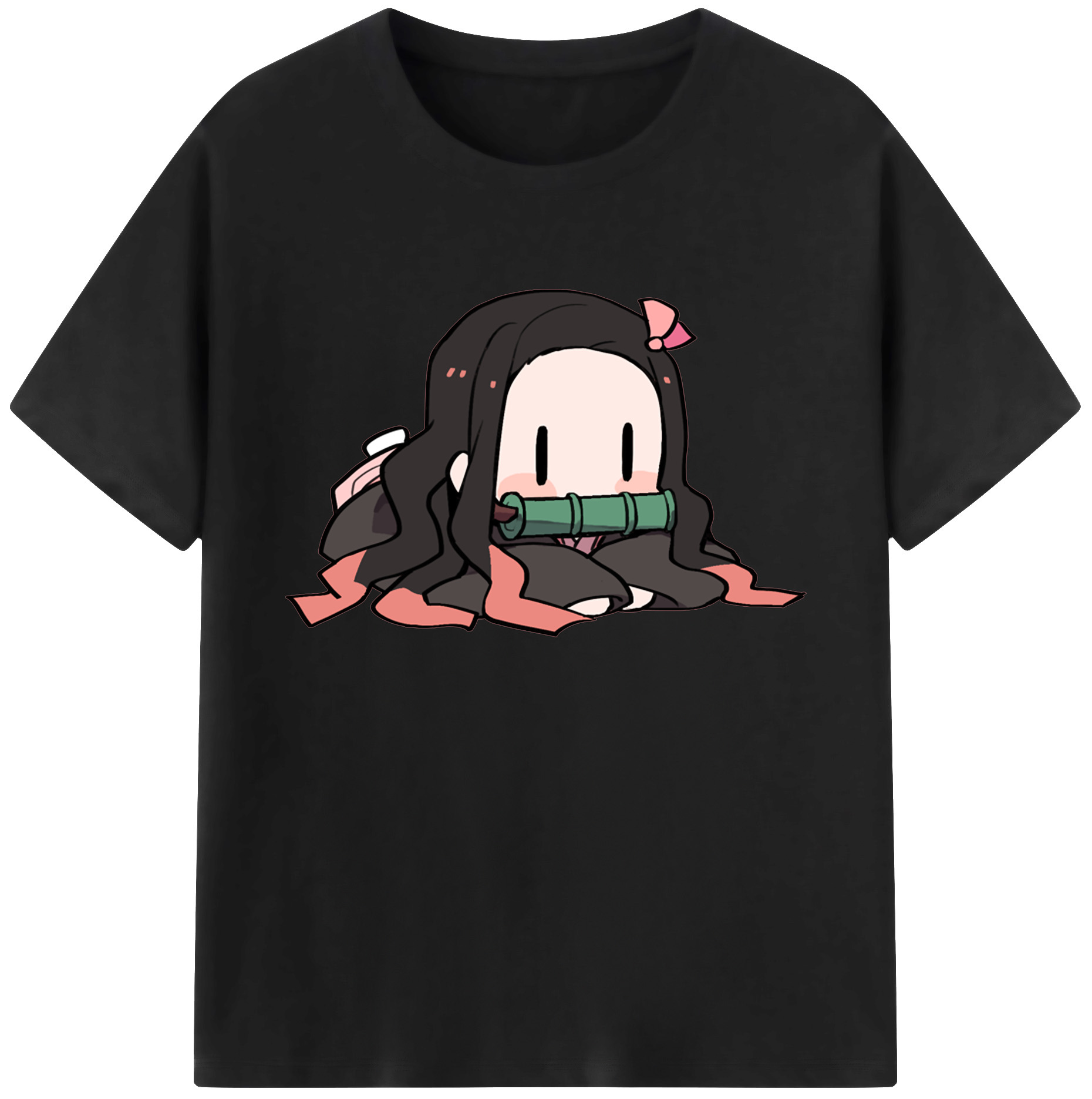（画像用） 鬼滅の刃（きめつのやいば）竈門 禰󠄀豆子／かまど ねずこ Kamado Nezuko 綿100％ メンズ半袖Tシャツ｜肌触りやわらか＆通気性