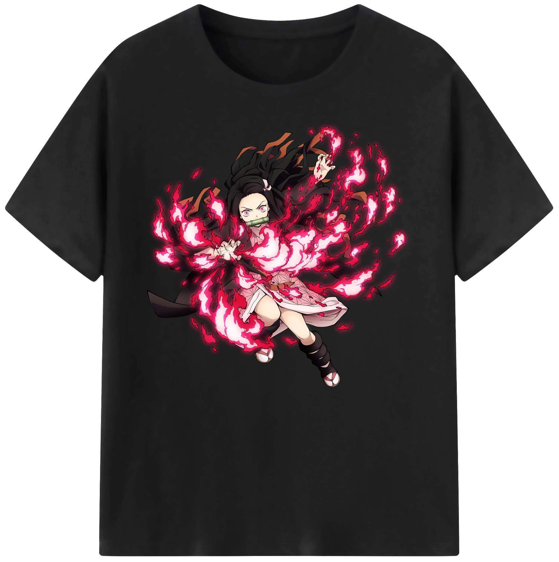 （画像用） 鬼滅の刃（きめつのやいば）竈門 禰󠄀豆子／かまど ねずこ Kamado Nezuko 綿100％ メンズ半袖Tシャツ｜肌触りやわらか＆通気性