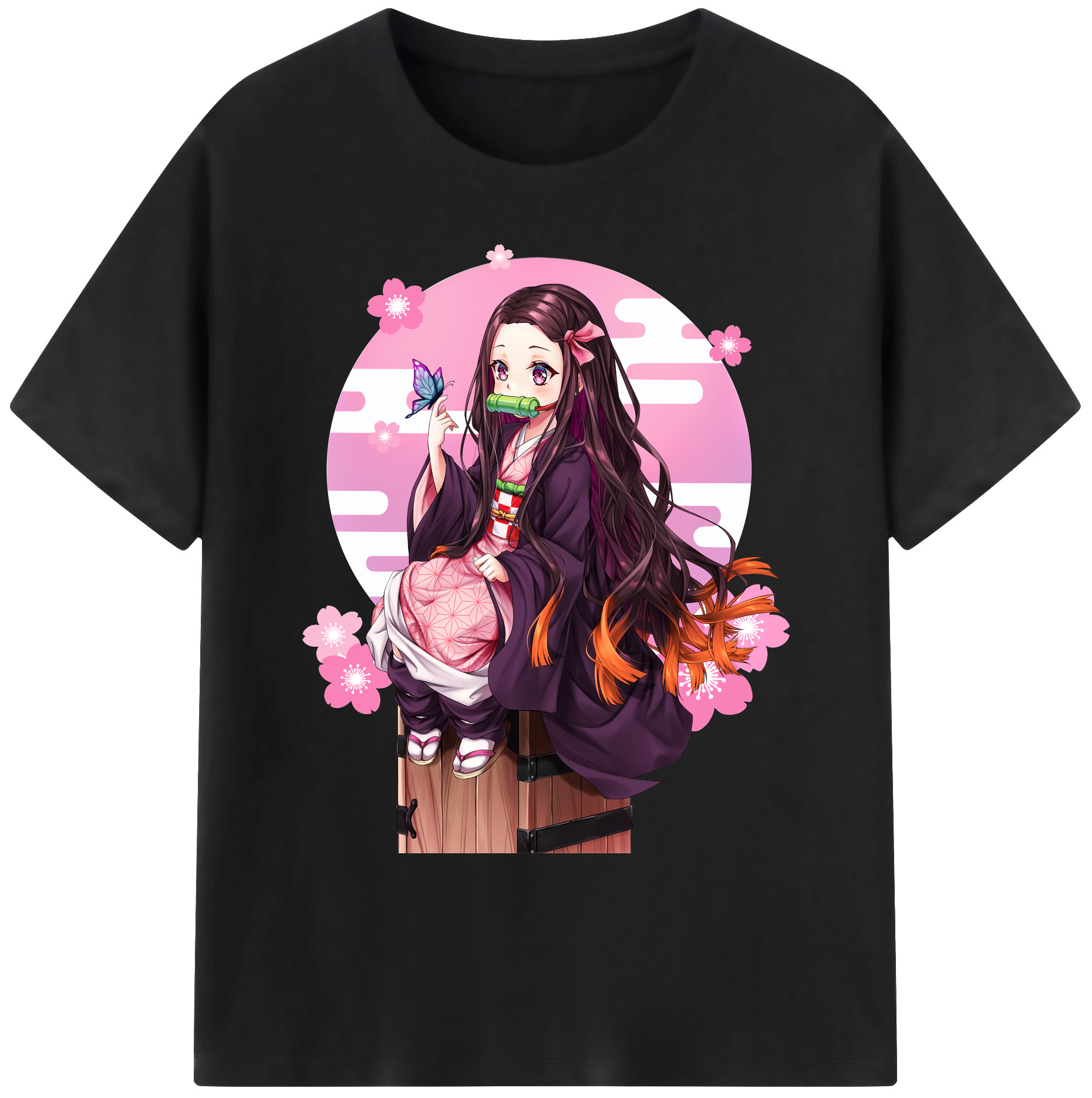 （画像用） 鬼滅の刃（きめつのやいば）竈門 禰󠄀豆子／かまど ねずこ Kamado Nezuko 綿100％ メンズ半袖Tシャツ｜肌触りやわらか＆通気性