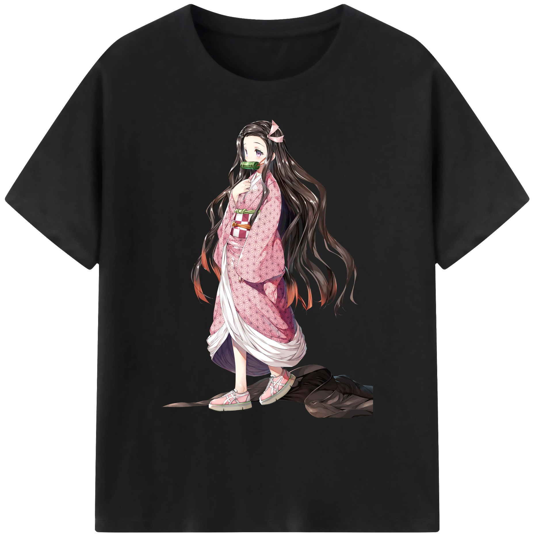 （画像用） 鬼滅の刃（きめつのやいば）竈門 禰󠄀豆子／かまど ねずこ Kamado Nezuko 綿100％ メンズ半袖Tシャツ｜肌触りやわらか＆通気性