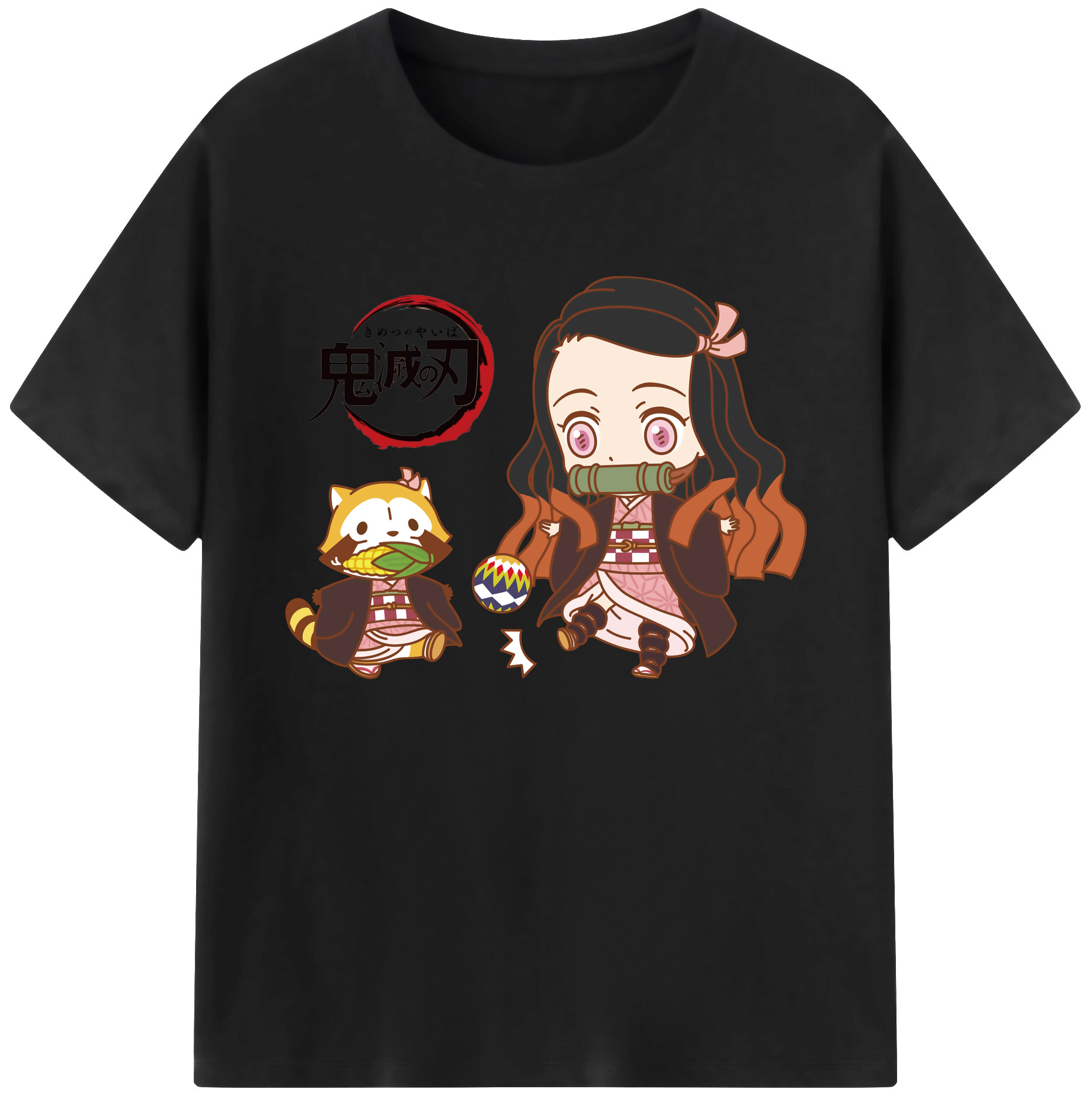 （画像用） 鬼滅の刃（きめつのやいば）竈門 禰󠄀豆子／かまど ねずこ Kamado Nezuko 綿100％ メンズ半袖Tシャツ｜肌触りやわらか＆通気性
