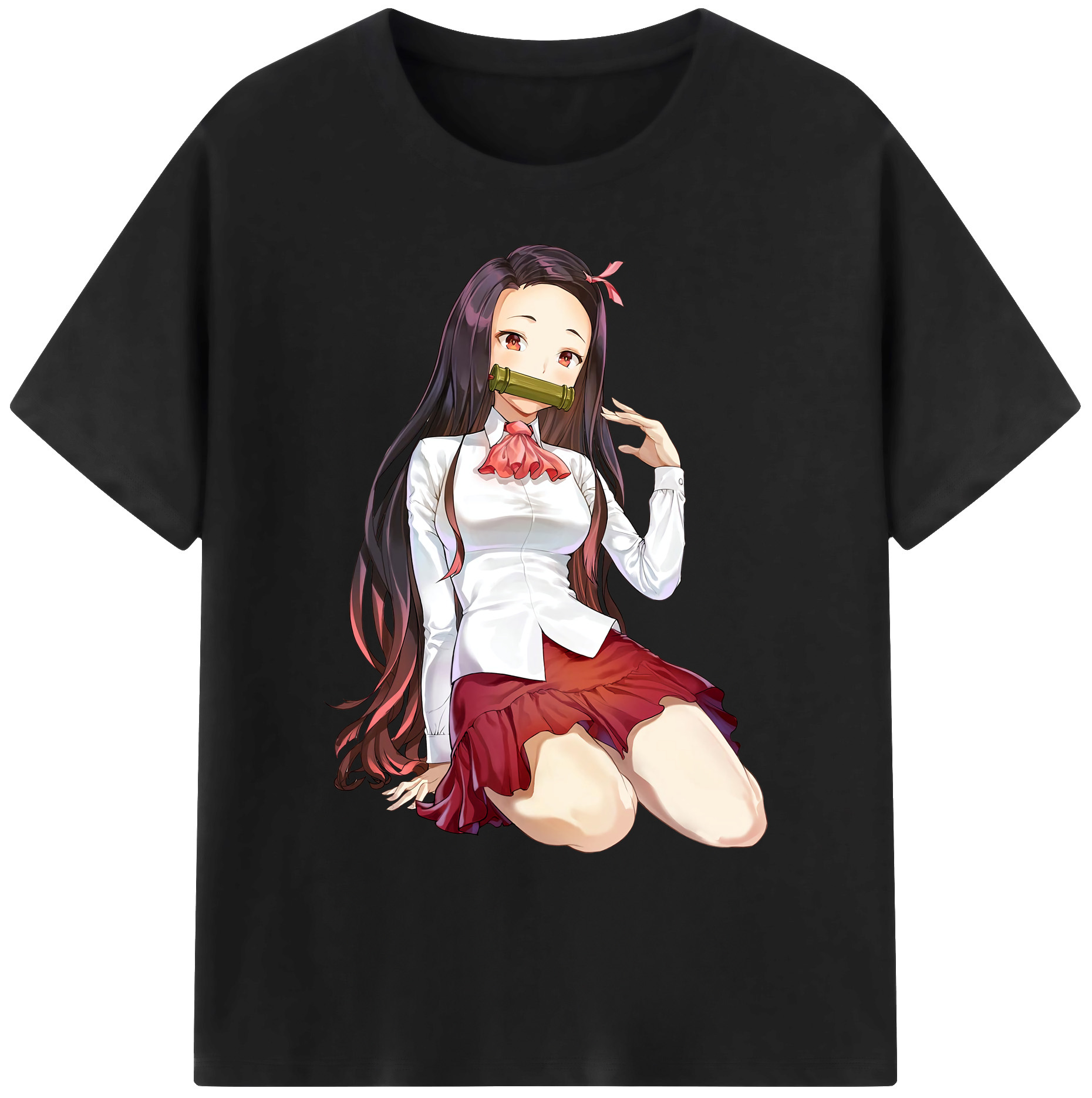 （画像用） 鬼滅の刃（きめつのやいば）竈門 禰󠄀豆子／かまど ねずこ Kamado Nezuko 綿100％ メンズ半袖Tシャツ｜肌触りやわらか＆通気性