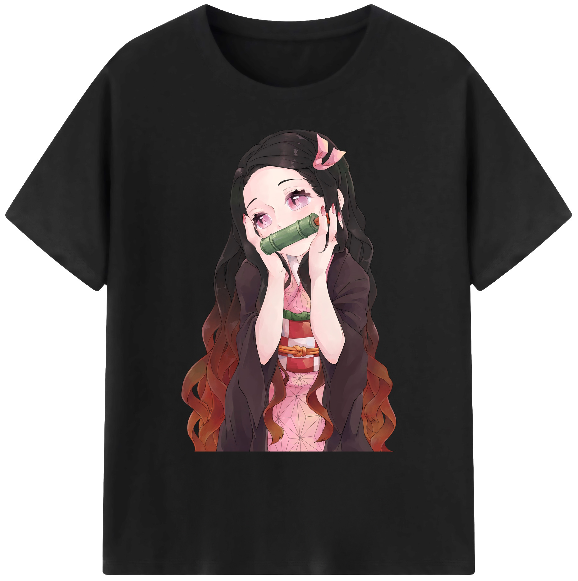 （画像用） 鬼滅の刃（きめつのやいば）竈門 禰󠄀豆子／かまど ねずこ Kamado Nezuko 綿100％ メンズ半袖Tシャツ｜肌触りやわらか＆通気性