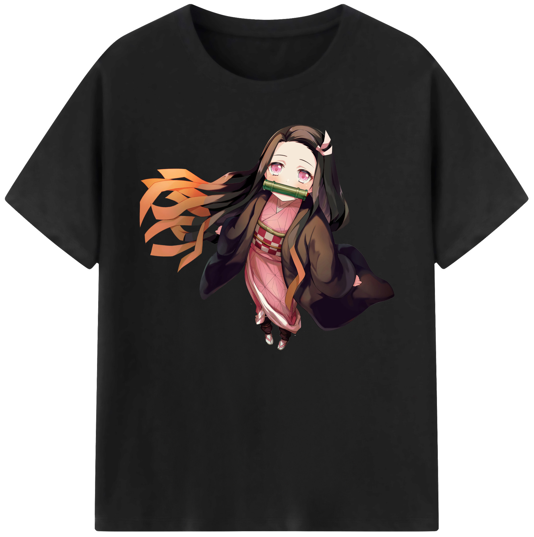 （画像用） 鬼滅の刃（きめつのやいば）竈門 禰󠄀豆子／かまど ねずこ Kamado Nezuko 綿100％ メンズ半袖Tシャツ｜肌触りやわらか＆通気性