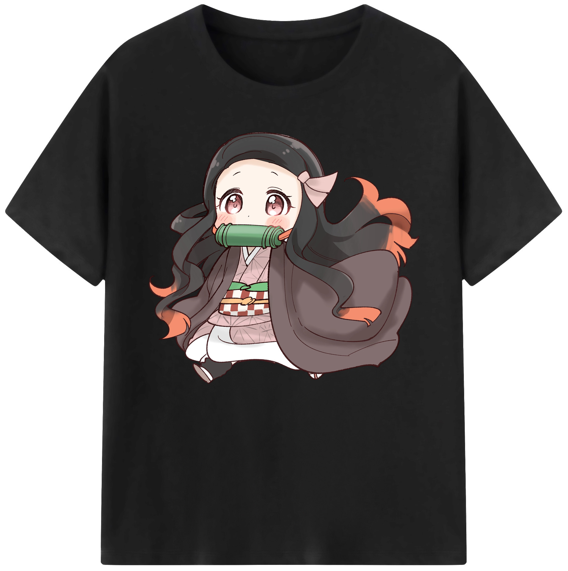 （画像用） 鬼滅の刃（きめつのやいば）竈門 禰󠄀豆子／かまど ねずこ Kamado Nezuko 綿100％ メンズ半袖Tシャツ｜肌触りやわらか＆通気性