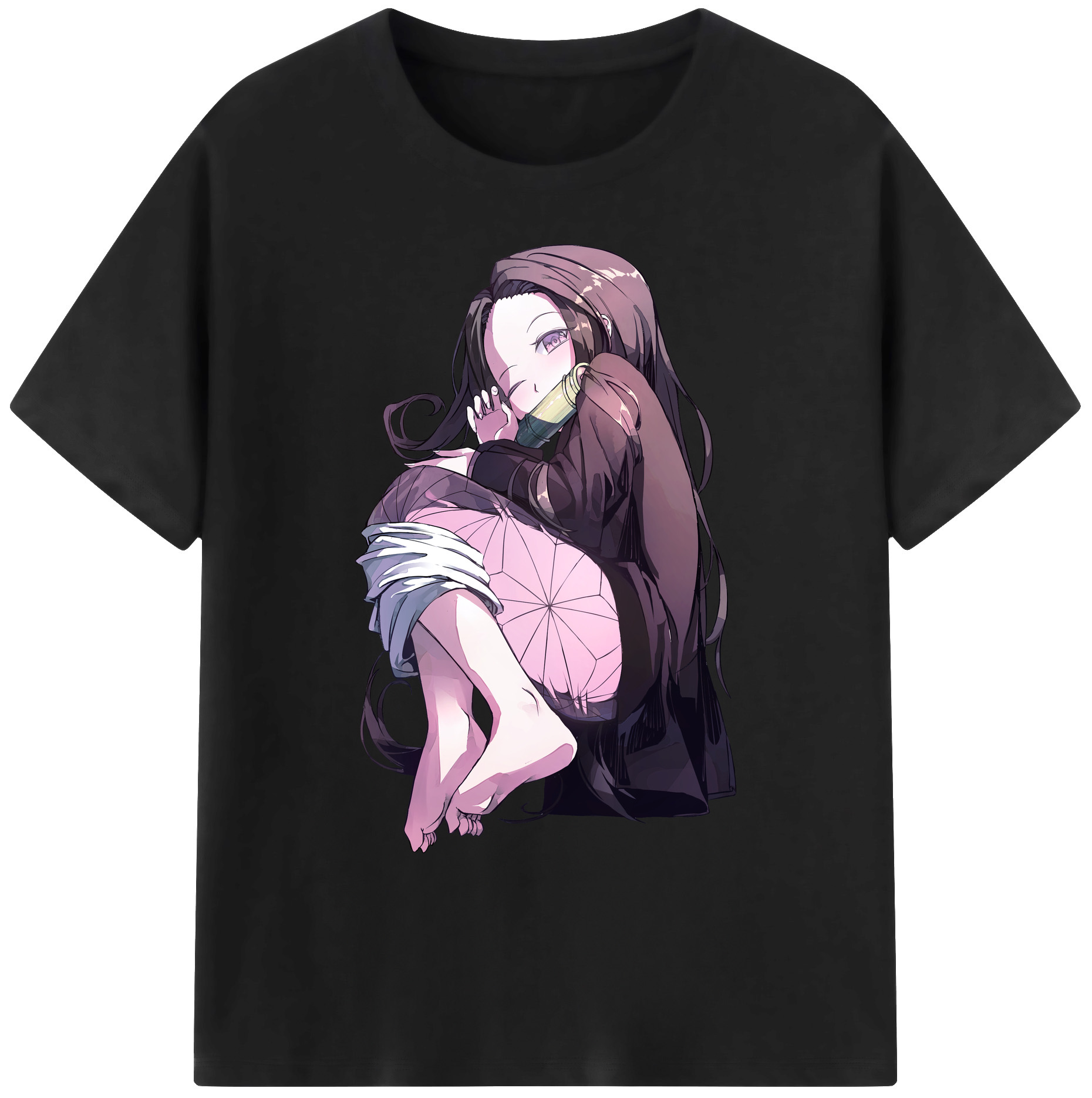 （画像用） 鬼滅の刃（きめつのやいば）竈門 禰󠄀豆子／かまど ねずこ Kamado Nezuko 綿100％ メンズ半袖Tシャツ｜肌触りやわらか＆通気性