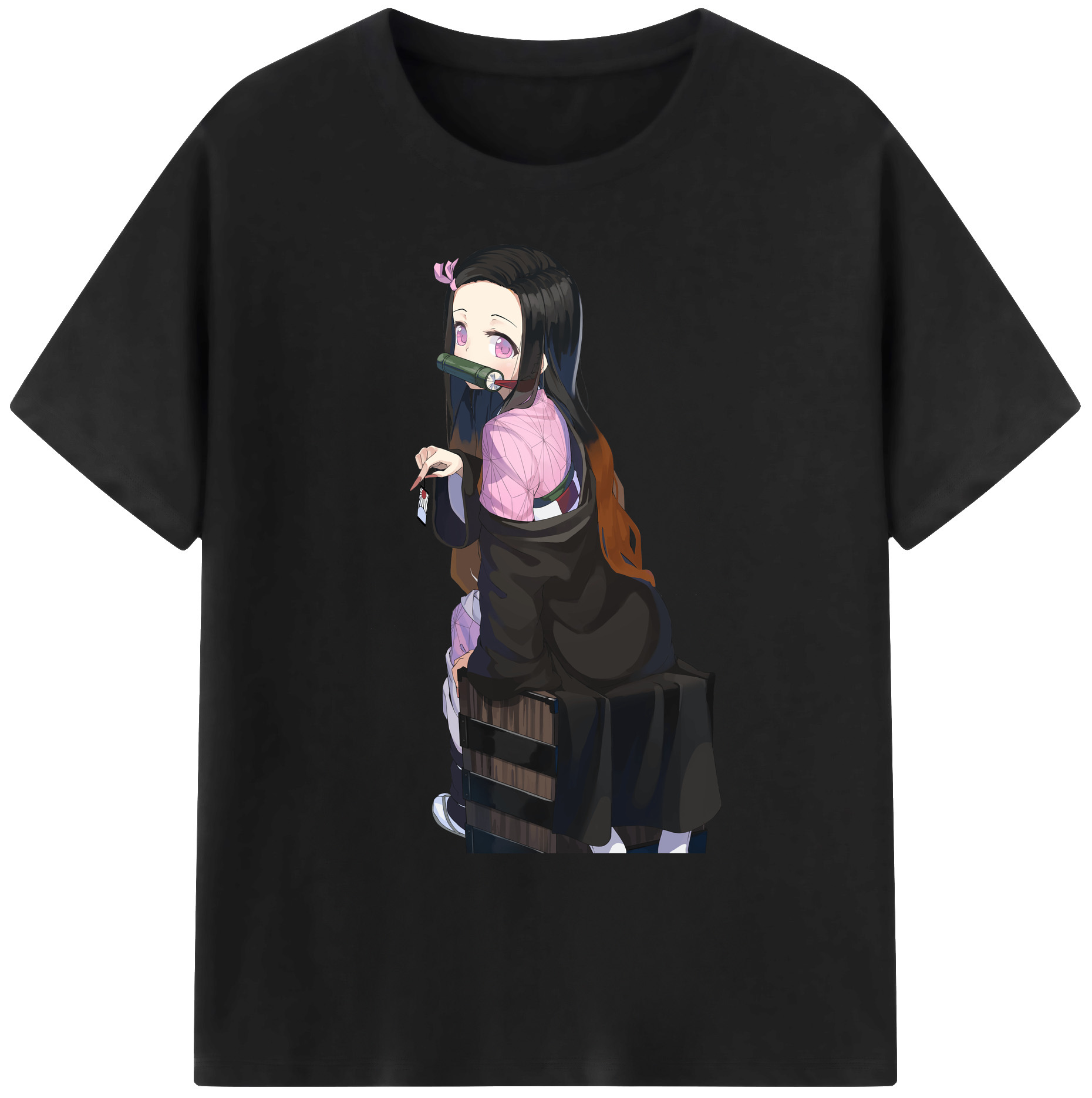 （画像用） 鬼滅の刃（きめつのやいば）竈門 禰󠄀豆子／かまど ねずこ Kamado Nezuko 綿100％ メンズ半袖Tシャツ｜肌触りやわらか＆通気性