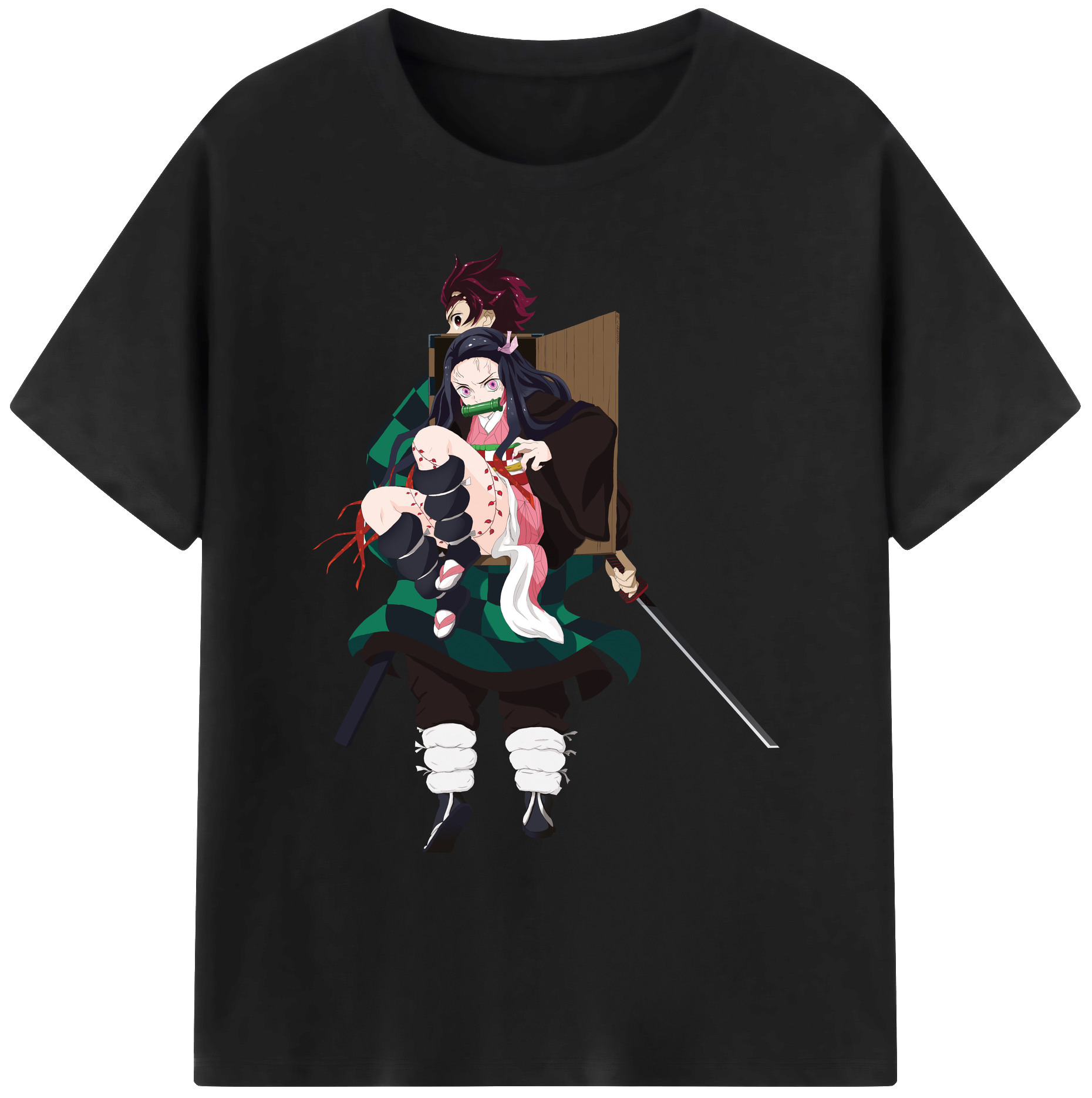 （画像用） 鬼滅の刃（きめつのやいば）竈門 禰󠄀豆子／かまど ねずこ Kamado Nezuko 綿100％ メンズ半袖Tシャツ｜肌触りやわらか＆通気性