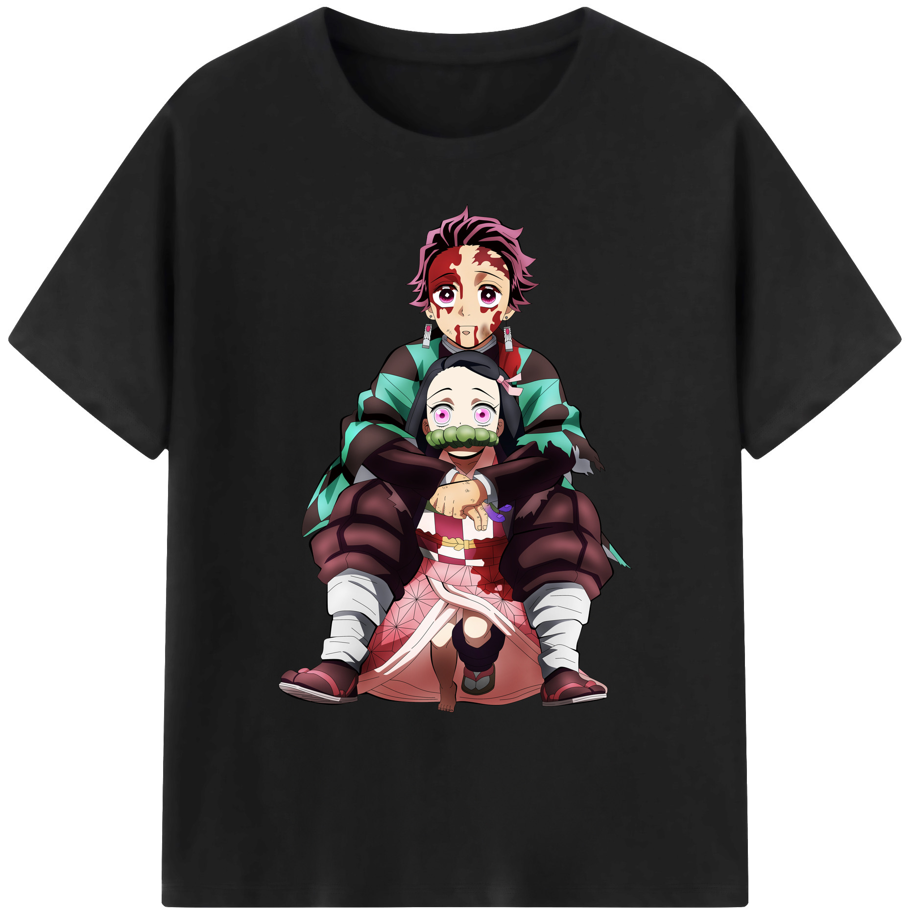 （画像用） 鬼滅の刃（きめつのやいば）竈門 禰󠄀豆子／かまど ねずこ Kamado Nezuko 綿100％ メンズ半袖Tシャツ｜肌触りやわらか＆通気性