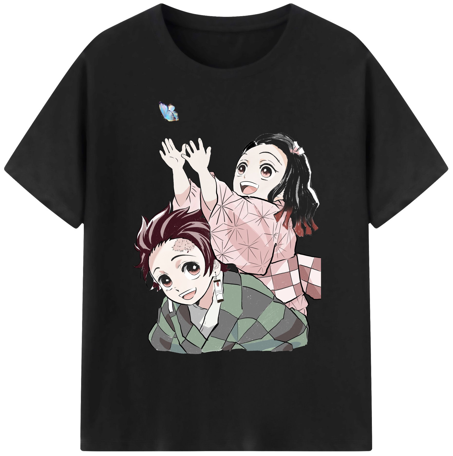 （画像用） 鬼滅の刃（きめつのやいば）竈門 禰󠄀豆子／かまど ねずこ Kamado Nezuko 綿100％ メンズ半袖Tシャツ｜肌触りやわらか＆通気性