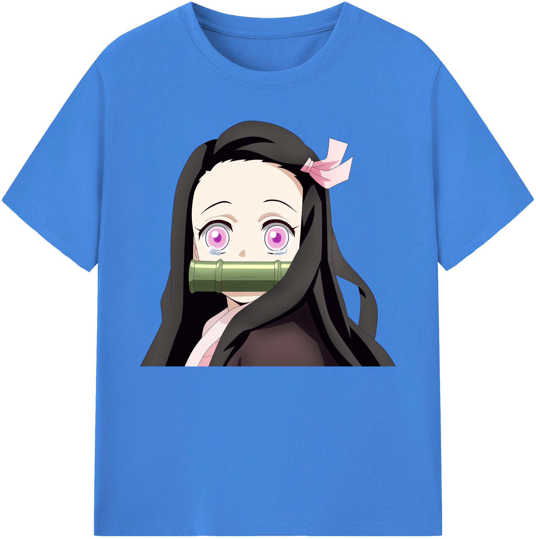 （画像用） 鬼滅の刃（きめつのやいば）竈門 禰󠄀豆子／かまど ねずこ Kamado Nezuko 綿100％ メンズ半袖Tシャツ｜肌触りやわらか＆通気性