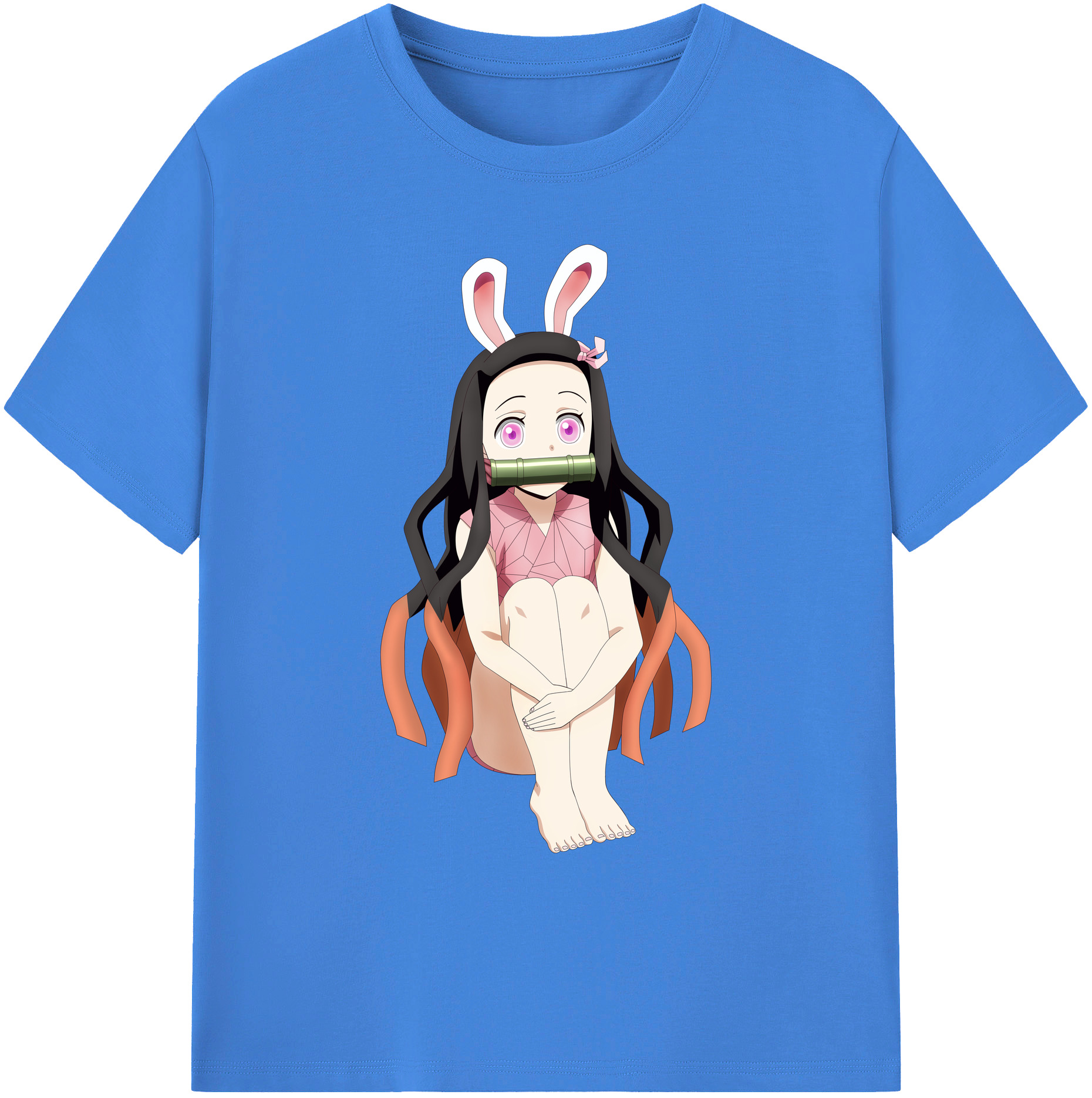 （画像用） 鬼滅の刃（きめつのやいば）竈門 禰󠄀豆子／かまど ねずこ Kamado Nezuko 綿100％ メンズ半袖Tシャツ｜肌触りやわらか＆通気性