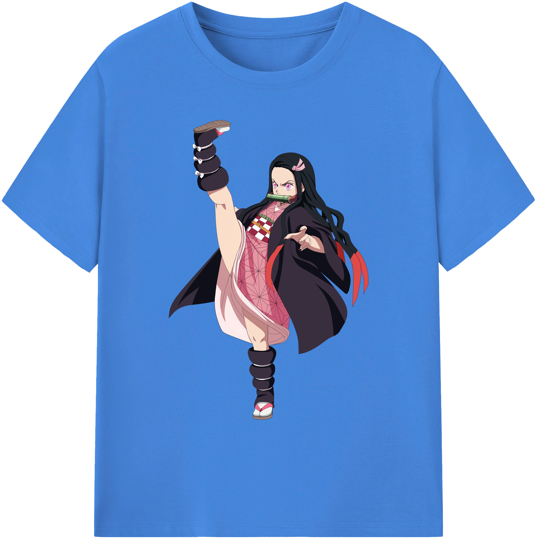 （画像用） 鬼滅の刃（きめつのやいば）竈門 禰󠄀豆子／かまど ねずこ Kamado Nezuko 綿100％ メンズ半袖Tシャツ｜肌触りやわらか＆通気性
