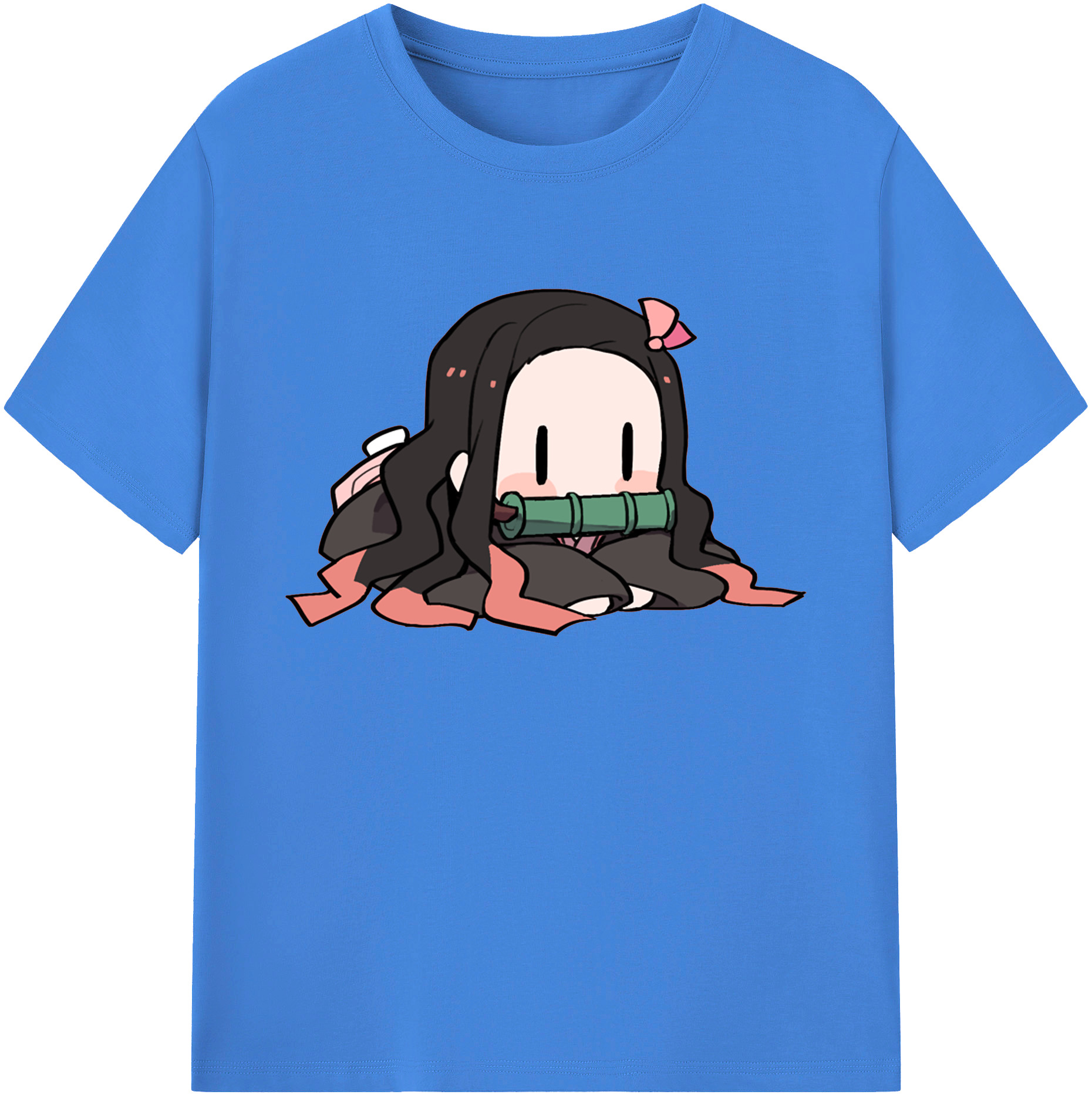 （画像用） 鬼滅の刃（きめつのやいば）竈門 禰󠄀豆子／かまど ねずこ Kamado Nezuko 綿100％ メンズ半袖Tシャツ｜肌触りやわらか＆通気性