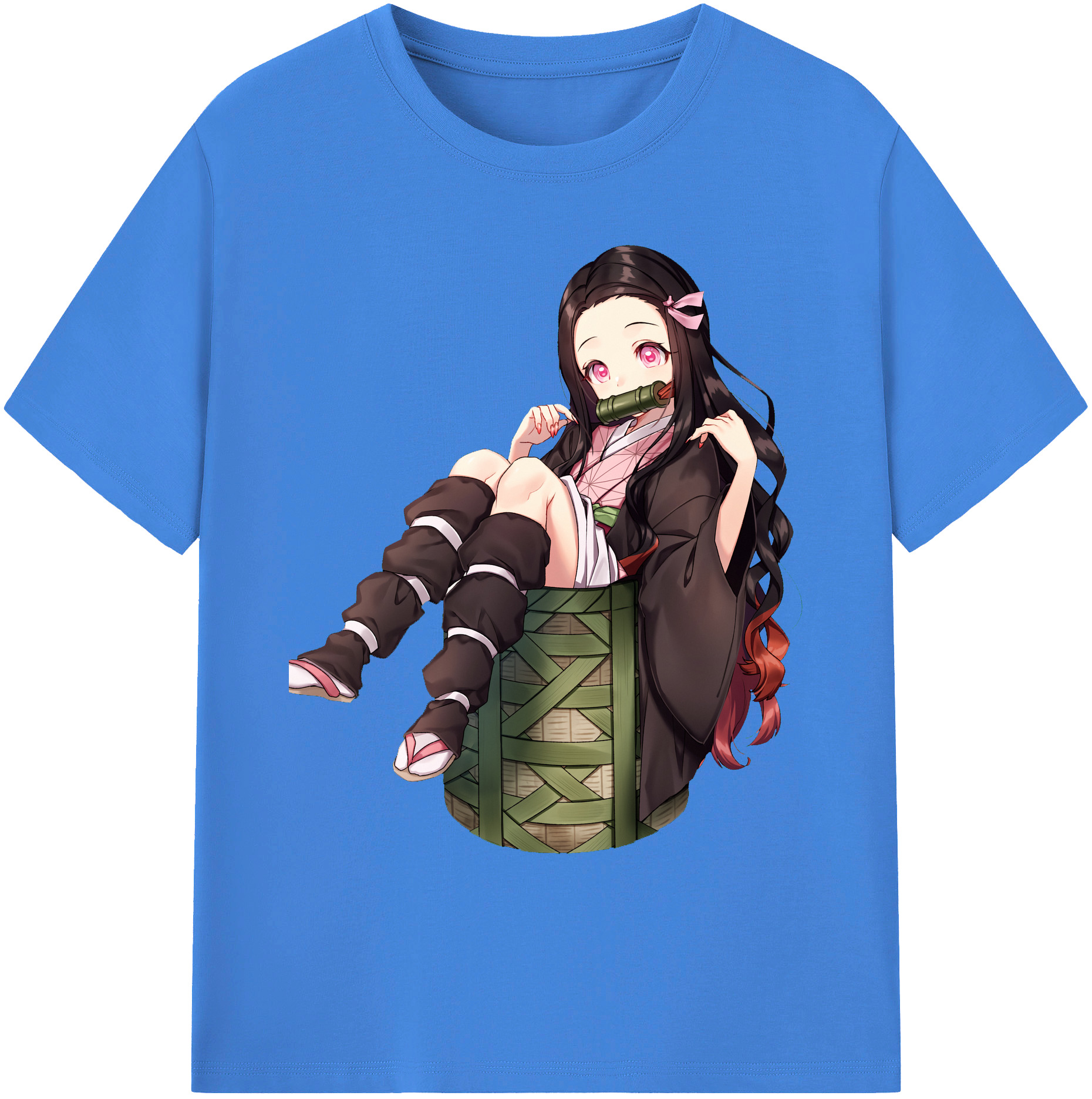 （画像用） 鬼滅の刃（きめつのやいば）竈門 禰󠄀豆子／かまど ねずこ Kamado Nezuko 綿100％ メンズ半袖Tシャツ｜肌触りやわらか＆通気性