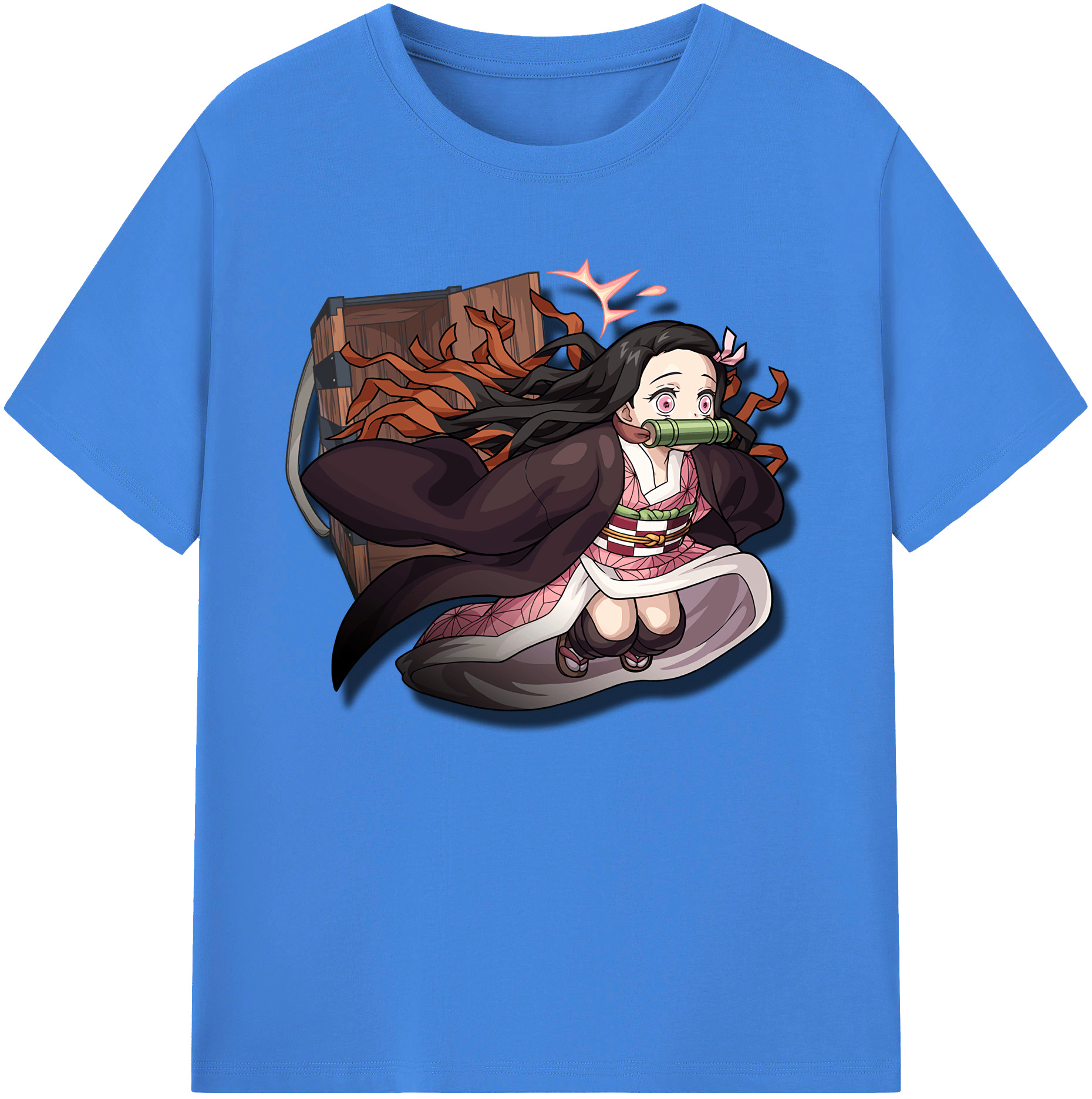 （画像用） 鬼滅の刃（きめつのやいば）竈門 禰󠄀豆子／かまど ねずこ Kamado Nezuko 綿100％ メンズ半袖Tシャツ｜肌触りやわらか＆通気性