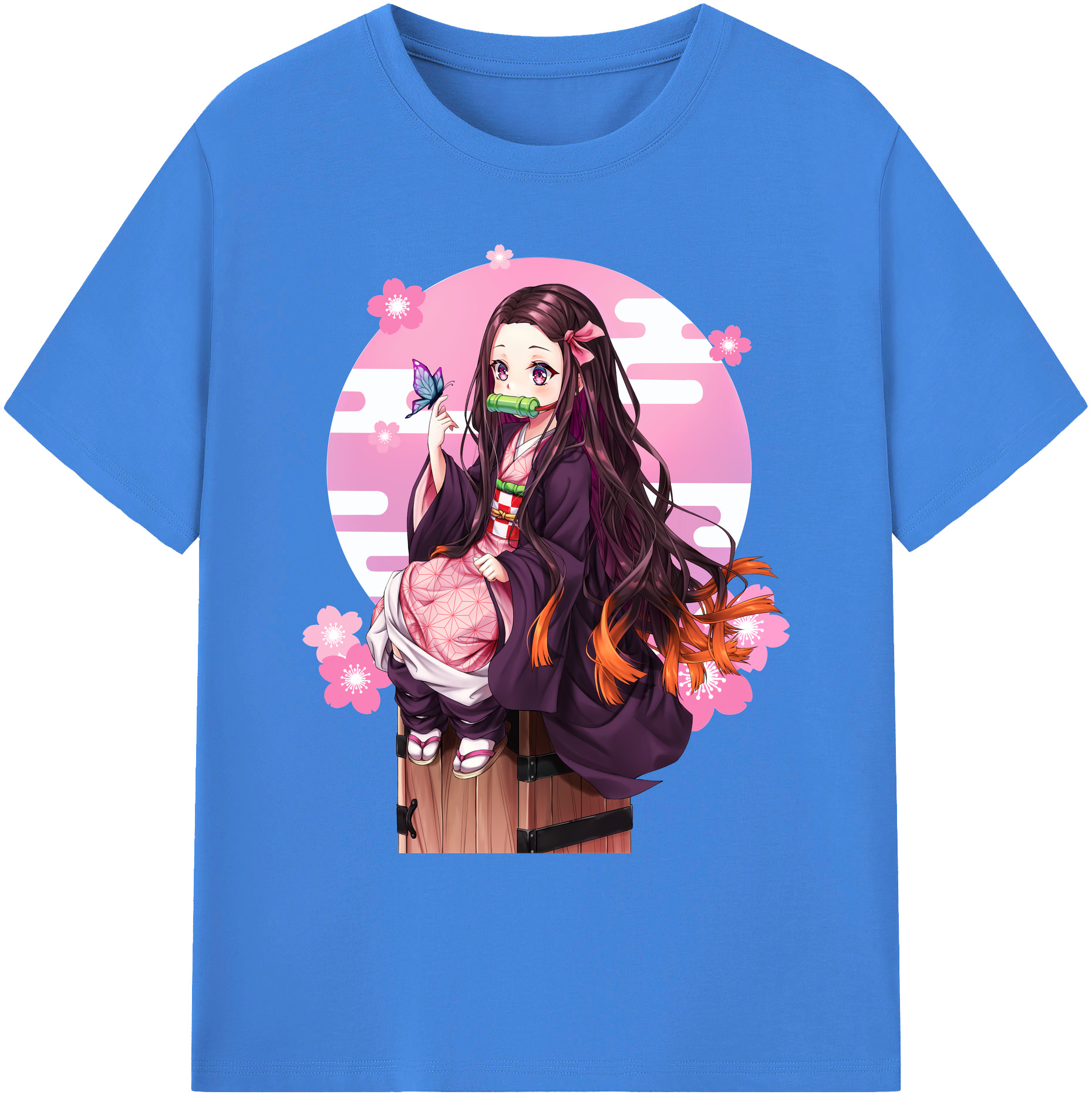 （画像用） 鬼滅の刃（きめつのやいば）竈門 禰󠄀豆子／かまど ねずこ Kamado Nezuko 綿100％ メンズ半袖Tシャツ｜肌触りやわらか＆通気性