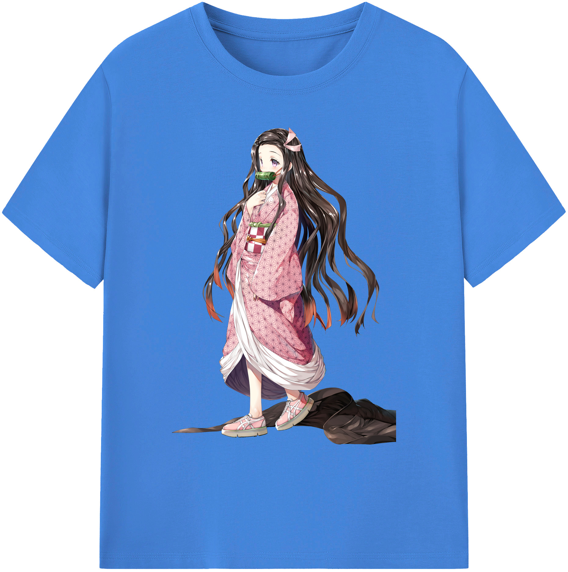 （画像用） 鬼滅の刃（きめつのやいば）竈門 禰󠄀豆子／かまど ねずこ Kamado Nezuko 綿100％ メンズ半袖Tシャツ｜肌触りやわらか＆通気性