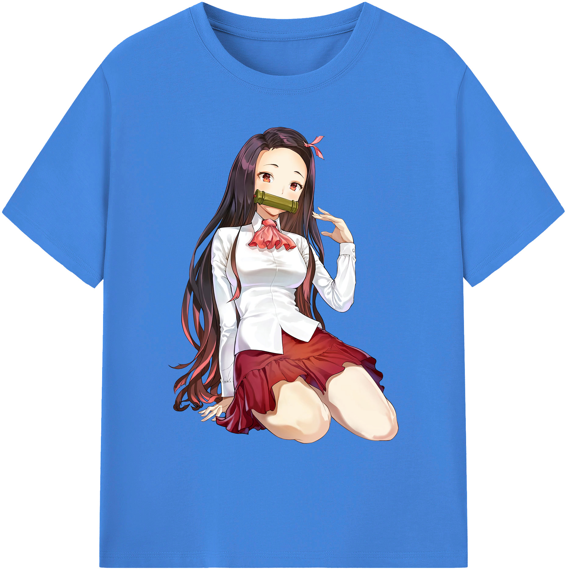 （画像用） 鬼滅の刃（きめつのやいば）竈門 禰󠄀豆子／かまど ねずこ Kamado Nezuko 綿100％ メンズ半袖Tシャツ｜肌触りやわらか＆通気性