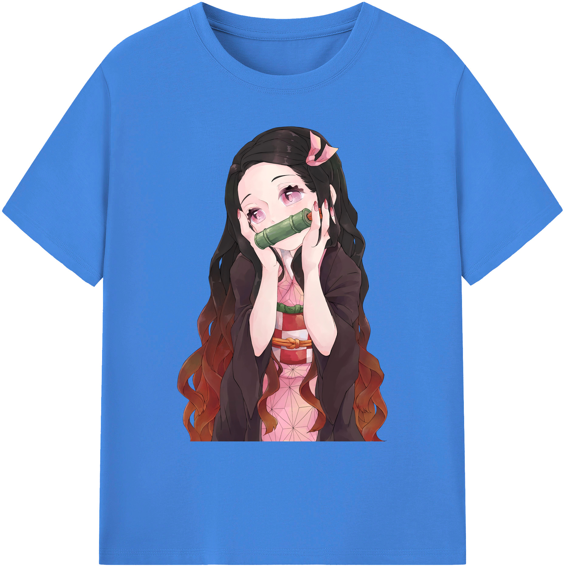 （画像用） 鬼滅の刃（きめつのやいば）竈門 禰󠄀豆子／かまど ねずこ Kamado Nezuko 綿100％ メンズ半袖Tシャツ｜肌触りやわらか＆通気性