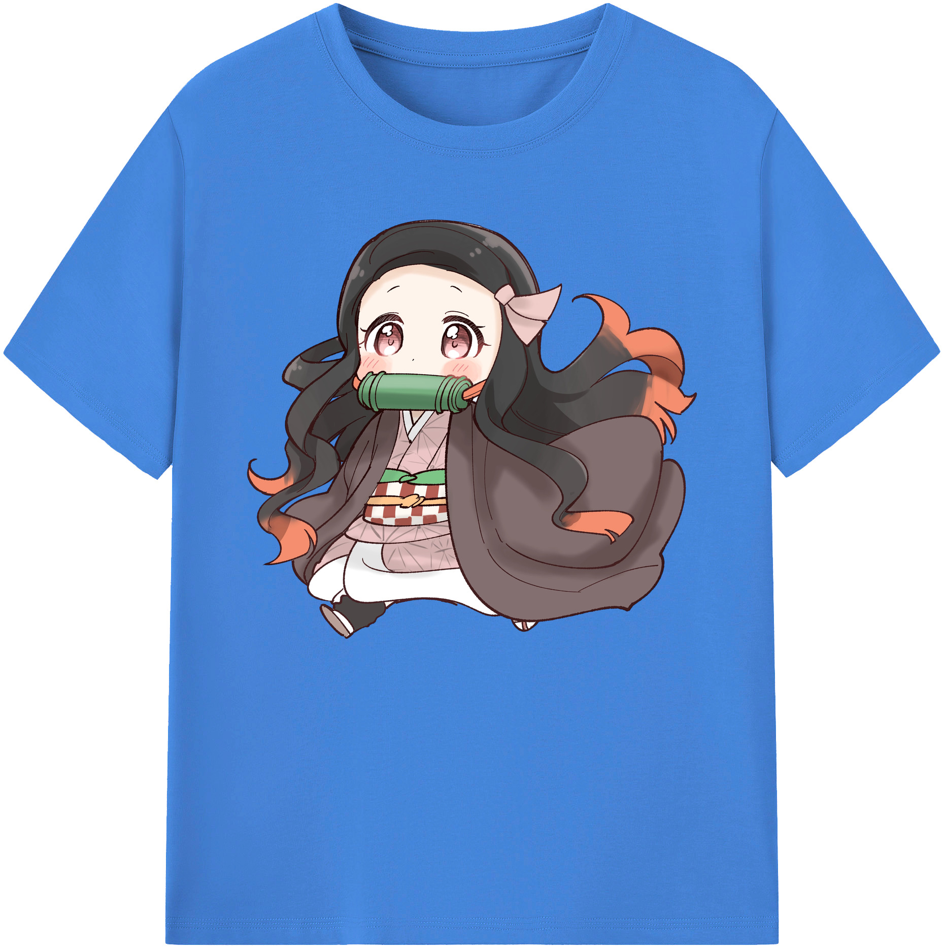 （画像用） 鬼滅の刃（きめつのやいば）竈門 禰󠄀豆子／かまど ねずこ Kamado Nezuko 綿100％ メンズ半袖Tシャツ｜肌触りやわらか＆通気性