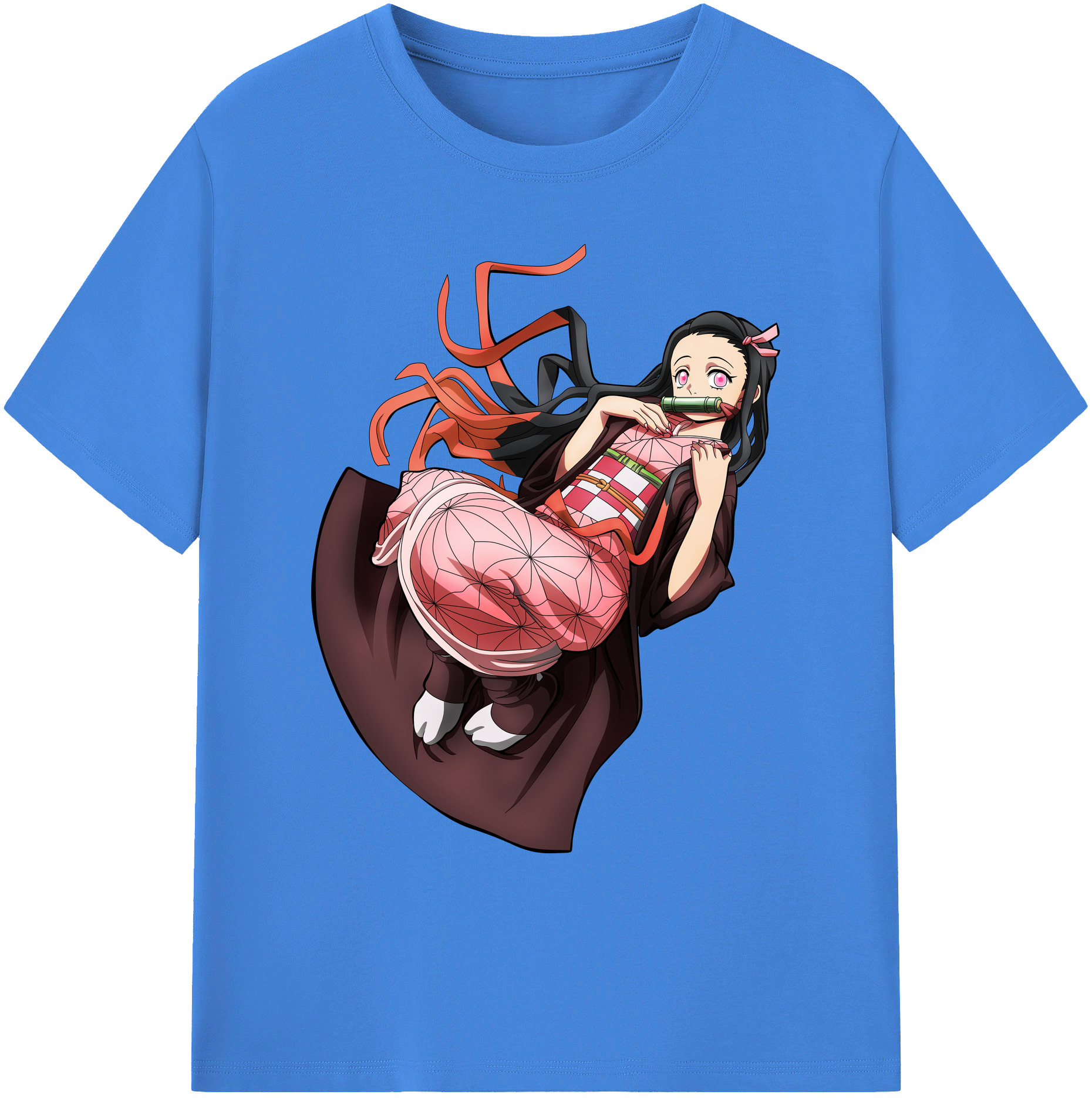 （画像用） 鬼滅の刃（きめつのやいば）竈門 禰󠄀豆子／かまど ねずこ Kamado Nezuko 綿100％ メンズ半袖Tシャツ｜肌触りやわらか＆通気性