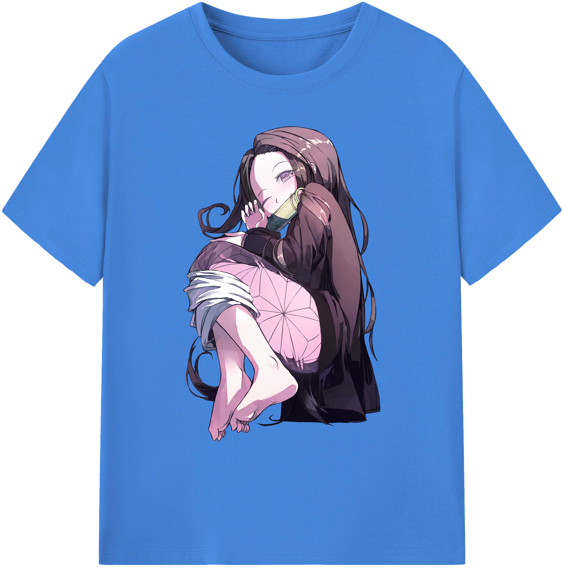 （画像用） 鬼滅の刃（きめつのやいば）竈門 禰󠄀豆子／かまど ねずこ Kamado Nezuko 綿100％ メンズ半袖Tシャツ｜肌触りやわらか＆通気性