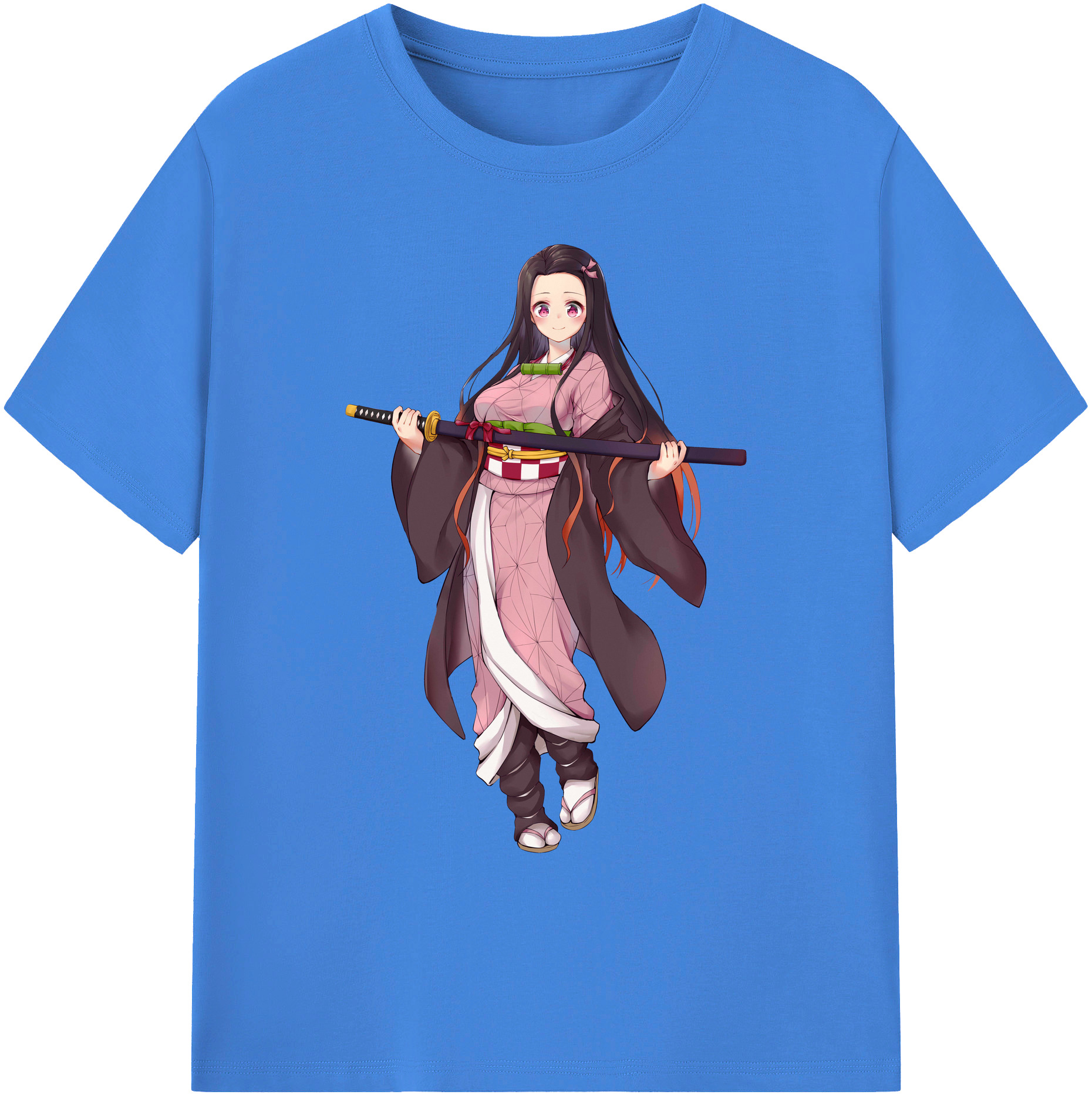 （画像用） 鬼滅の刃（きめつのやいば）竈門 禰󠄀豆子／かまど ねずこ Kamado Nezuko 綿100％ メンズ半袖Tシャツ｜肌触りやわらか＆通気性