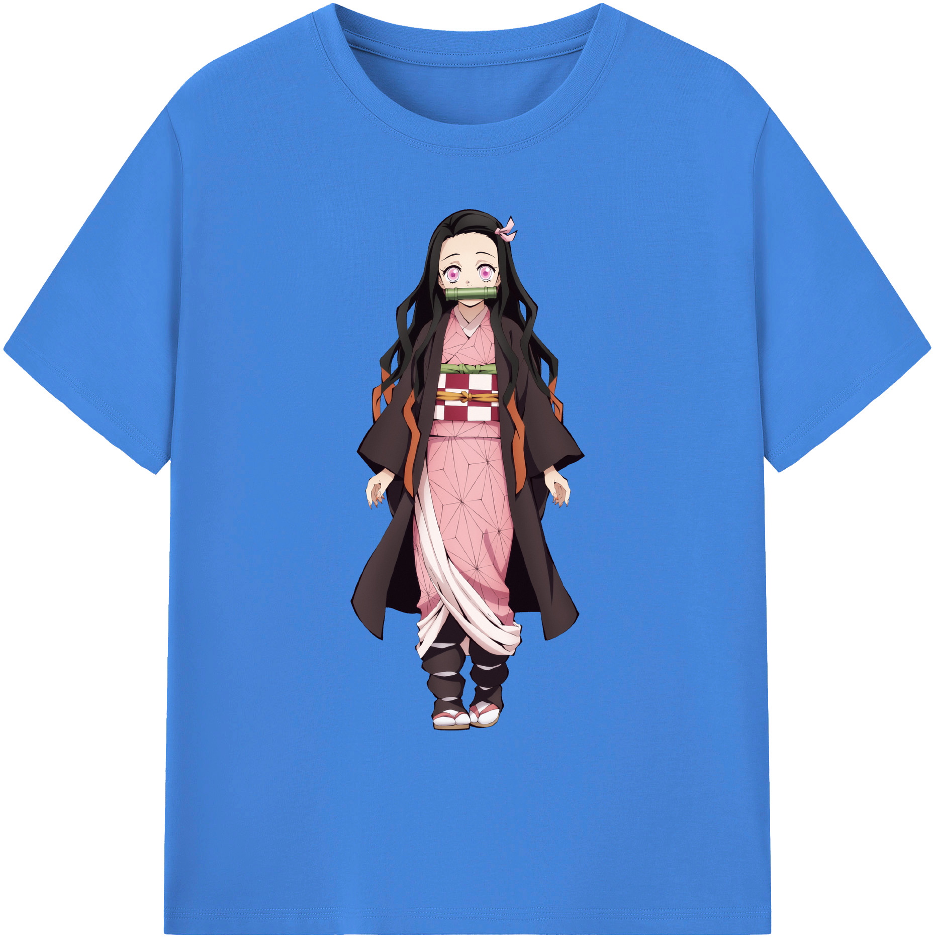 （画像用） 鬼滅の刃（きめつのやいば）竈門 禰󠄀豆子／かまど ねずこ Kamado Nezuko 綿100％ メンズ半袖Tシャツ｜肌触りやわらか＆通気性