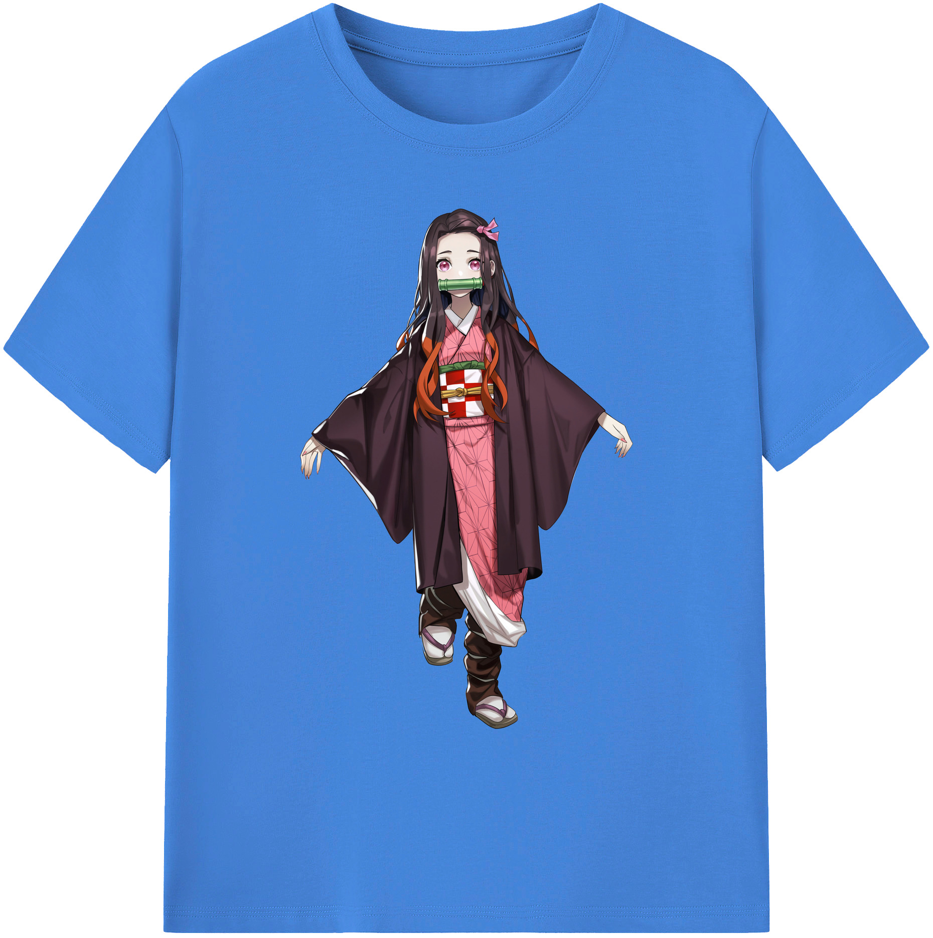 （画像用） 鬼滅の刃（きめつのやいば）竈門 禰󠄀豆子／かまど ねずこ Kamado Nezuko 綿100％ メンズ半袖Tシャツ｜肌触りやわらか＆通気性