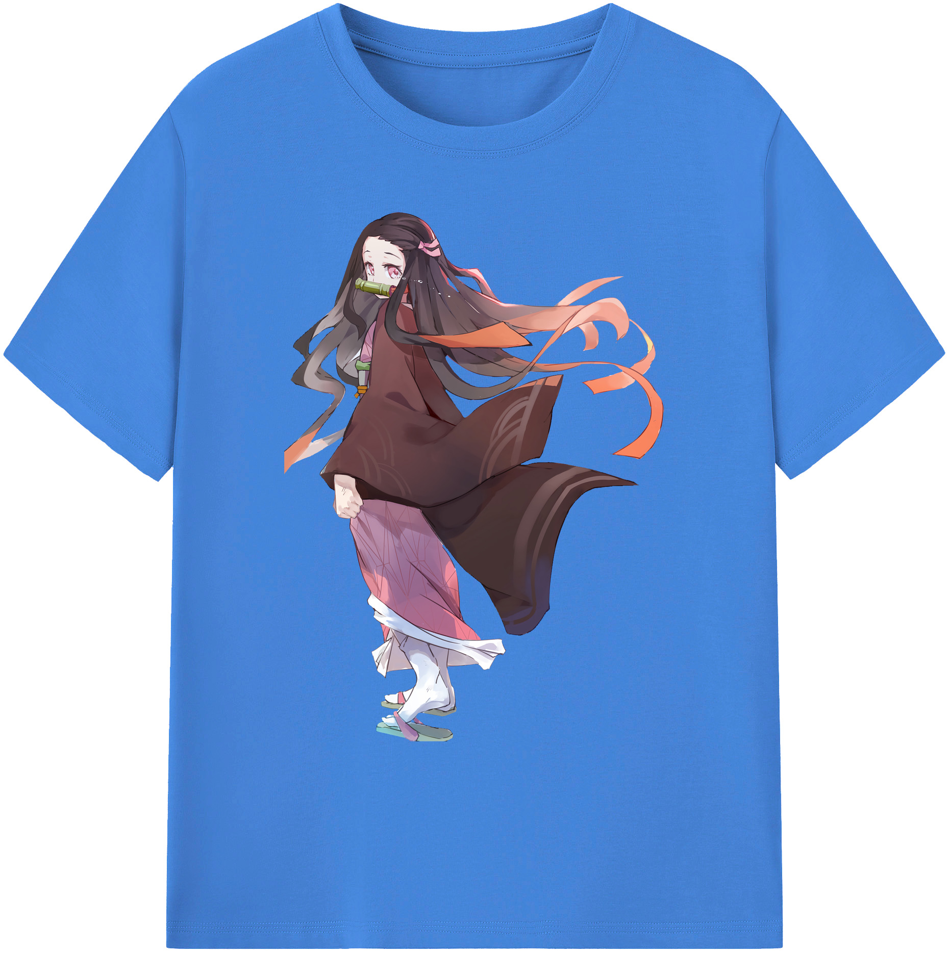 （画像用） 鬼滅の刃（きめつのやいば）竈門 禰󠄀豆子／かまど ねずこ Kamado Nezuko 綿100％ メンズ半袖Tシャツ｜肌触りやわらか＆通気性