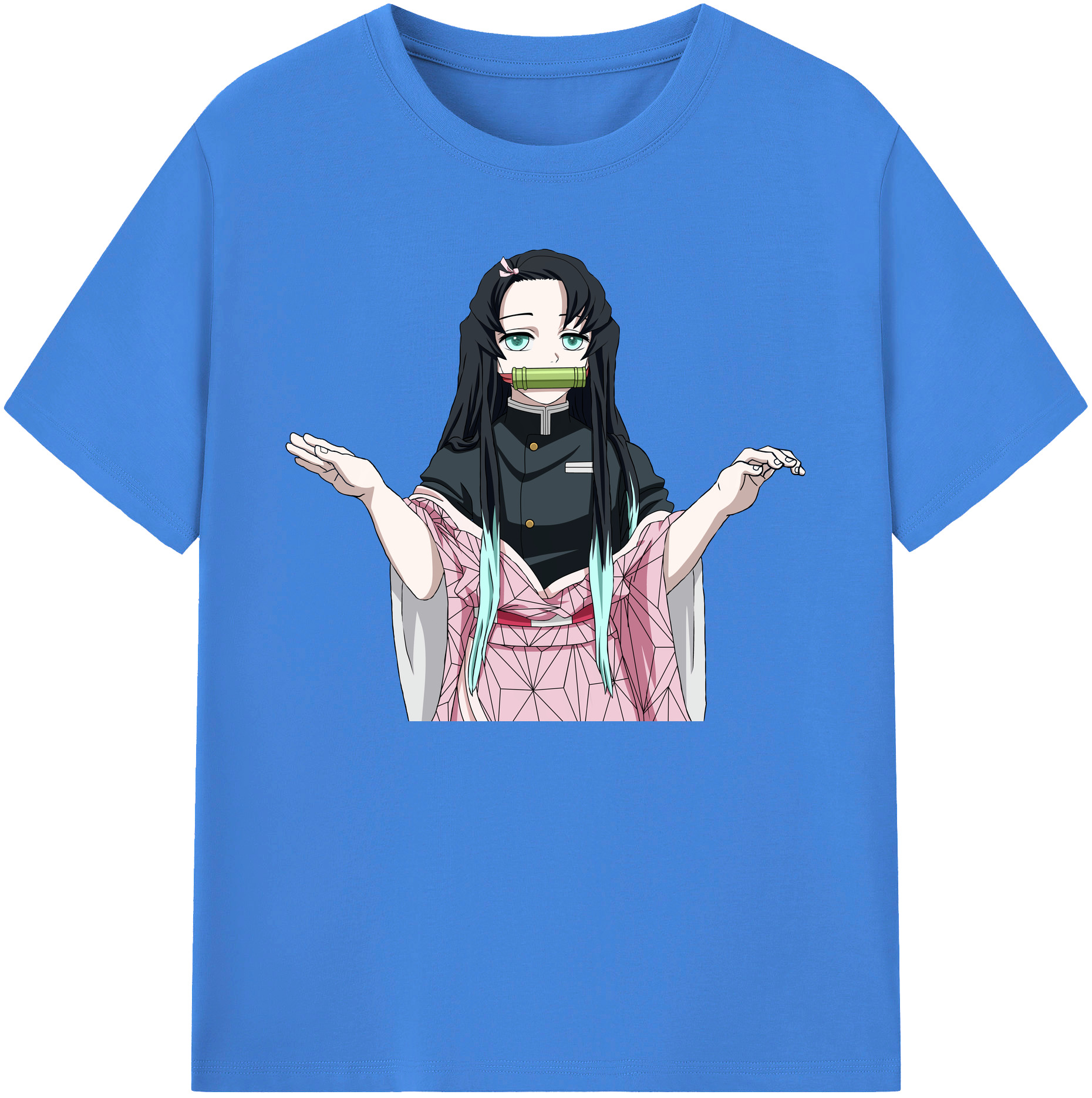 （画像用） 鬼滅の刃（きめつのやいば）竈門 禰󠄀豆子／かまど ねずこ Kamado Nezuko 綿100％ メンズ半袖Tシャツ｜肌触りやわらか＆通気性