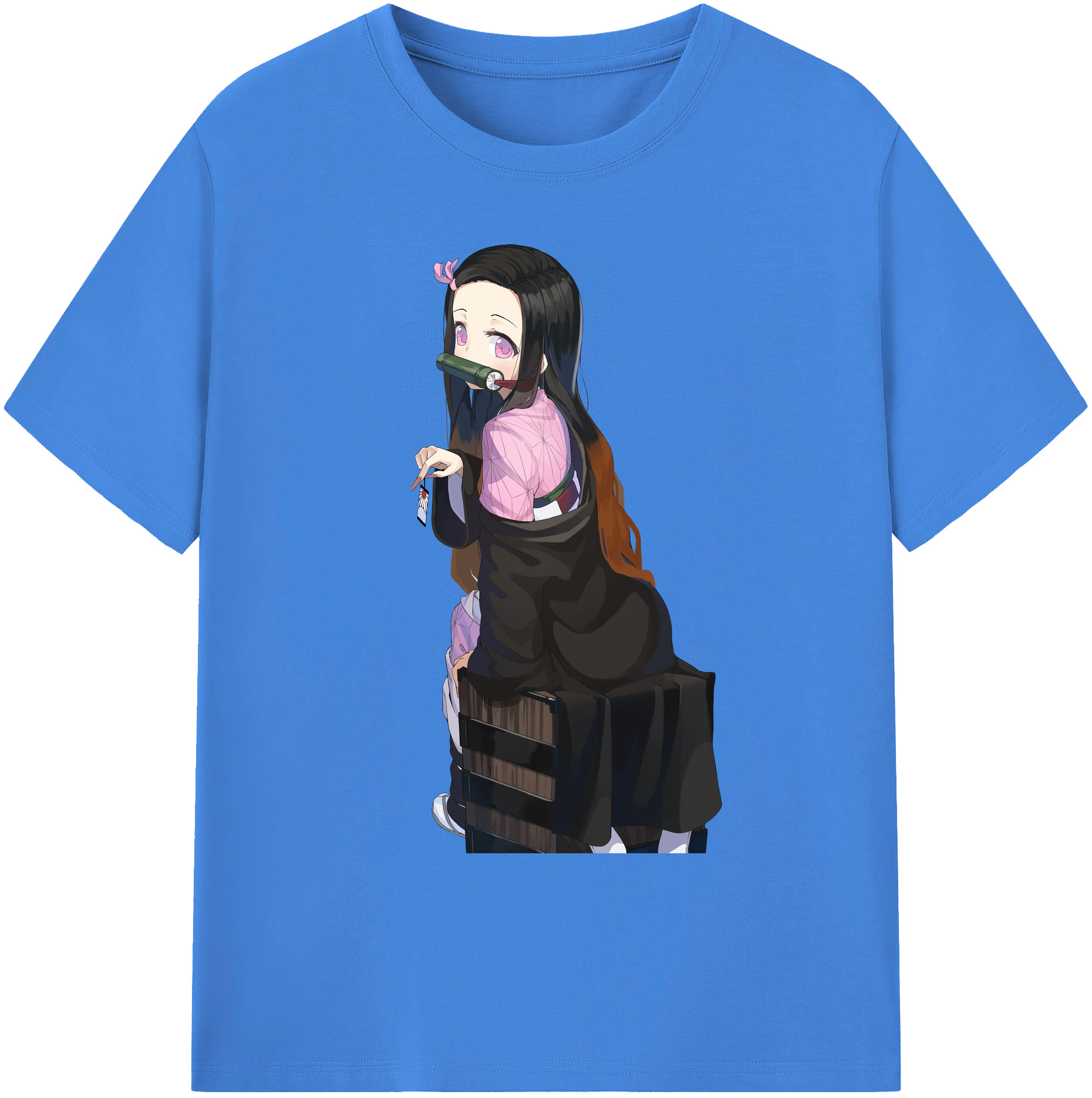 （画像用） 鬼滅の刃（きめつのやいば）竈門 禰󠄀豆子／かまど ねずこ Kamado Nezuko 綿100％ メンズ半袖Tシャツ｜肌触りやわらか＆通気性