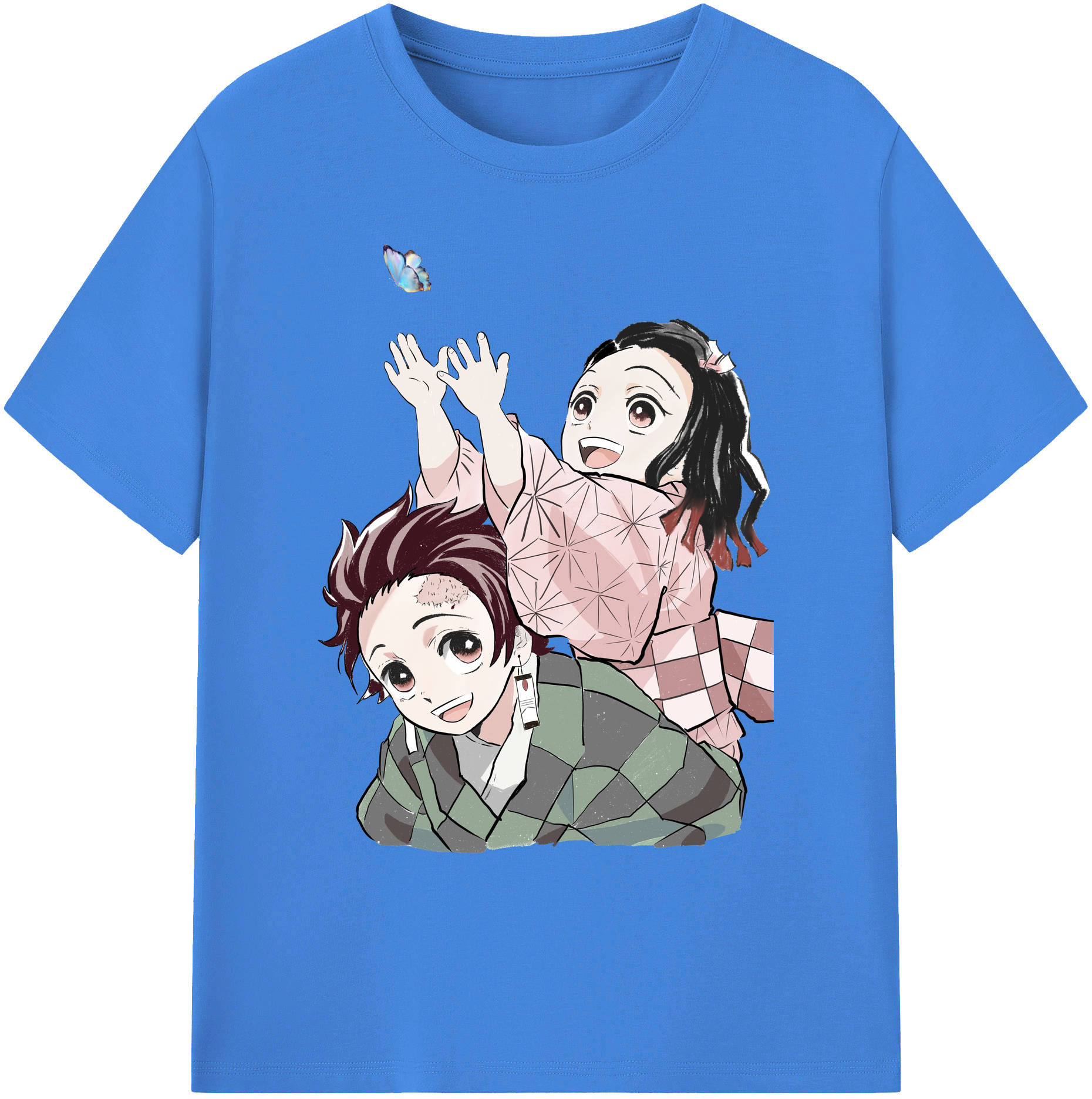 （画像用） 鬼滅の刃（きめつのやいば）竈門 禰󠄀豆子／かまど ねずこ Kamado Nezuko 綿100％ メンズ半袖Tシャツ｜肌触りやわらか＆通気性
