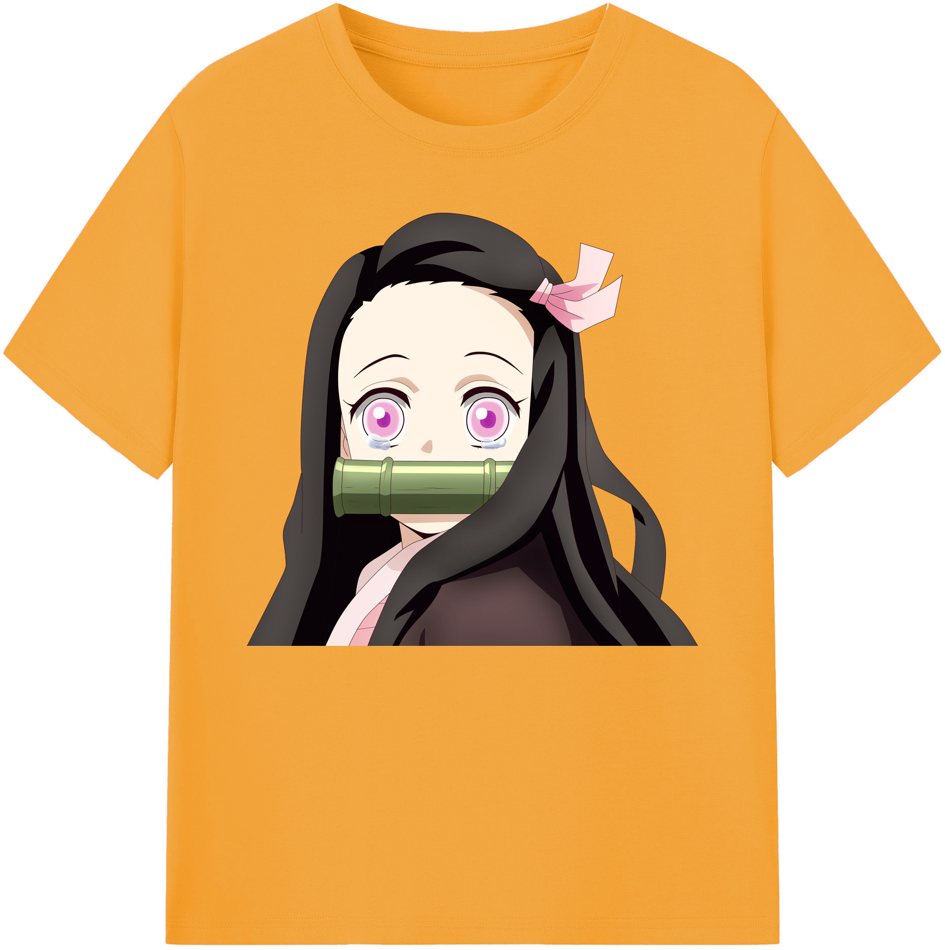 （画像用） 鬼滅の刃（きめつのやいば）竈門 禰󠄀豆子／かまど ねずこ Kamado Nezuko 綿100％ メンズ半袖Tシャツ｜肌触りやわらか＆通気性