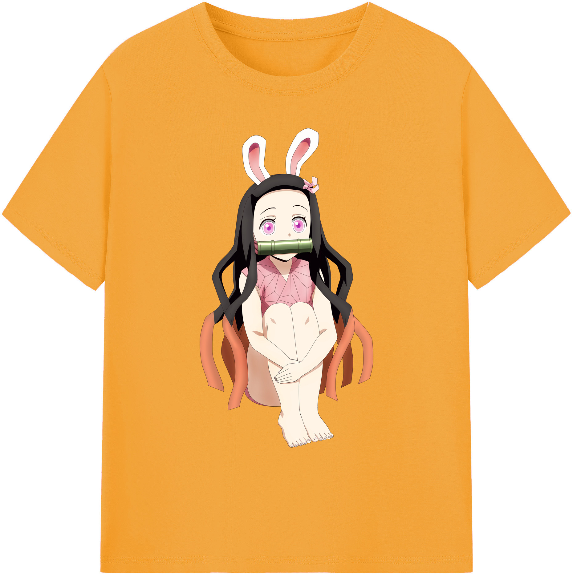 （画像用） 鬼滅の刃（きめつのやいば）竈門 禰󠄀豆子／かまど ねずこ Kamado Nezuko 綿100％ メンズ半袖Tシャツ｜肌触りやわらか＆通気性