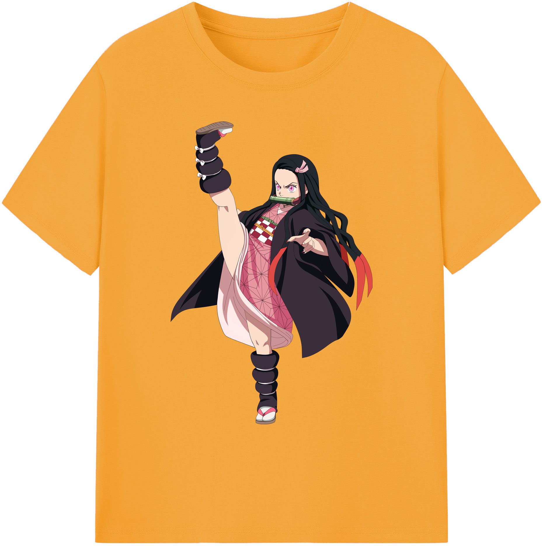 （画像用） 鬼滅の刃（きめつのやいば）竈門 禰󠄀豆子／かまど ねずこ Kamado Nezuko 綿100％ メンズ半袖Tシャツ｜肌触りやわらか＆通気性