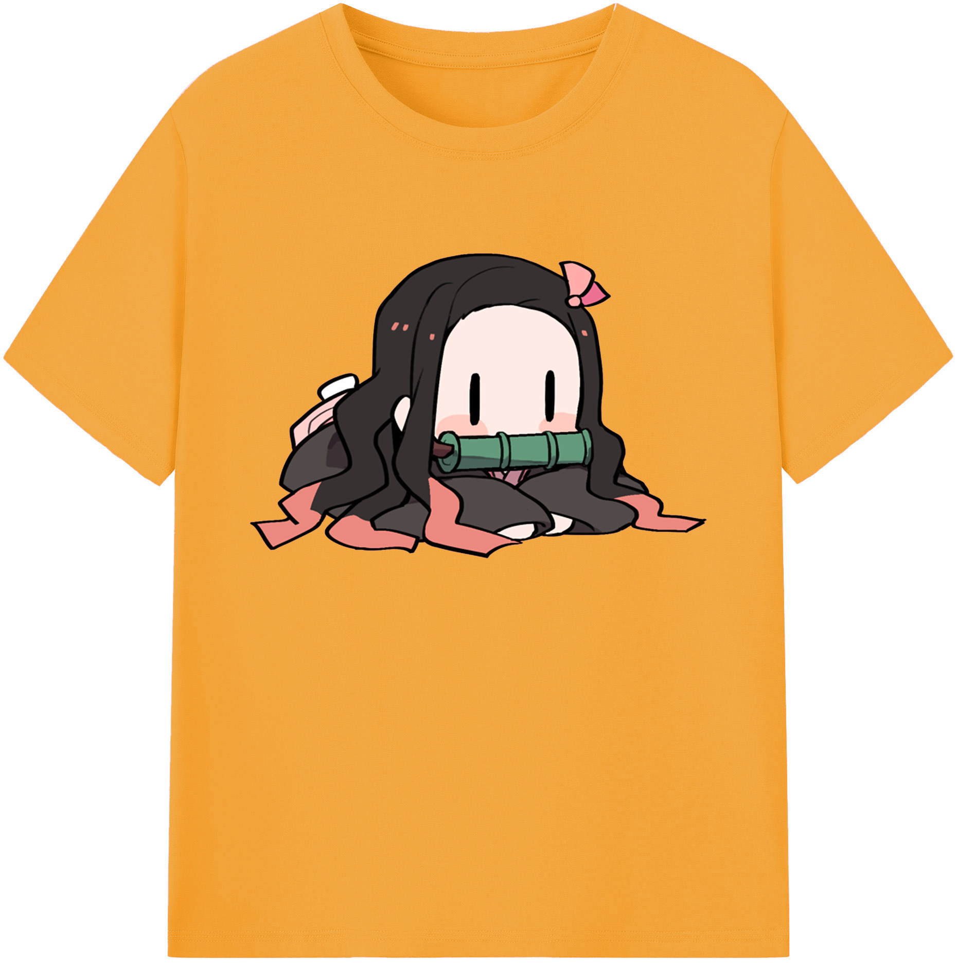 （画像用） 鬼滅の刃（きめつのやいば）竈門 禰󠄀豆子／かまど ねずこ Kamado Nezuko 綿100％ メンズ半袖Tシャツ｜肌触りやわらか＆通気性