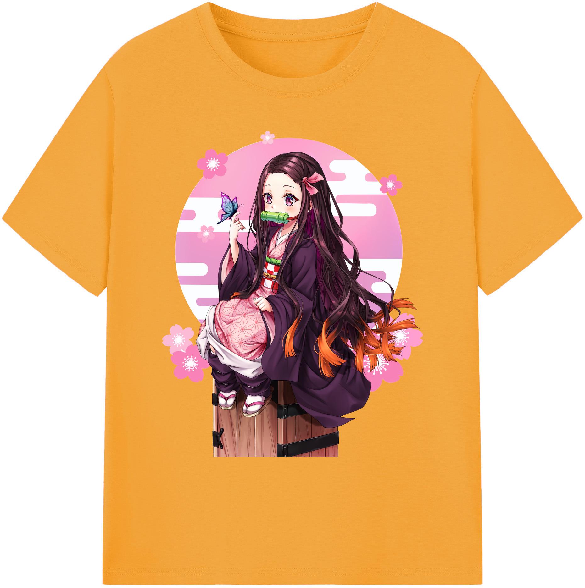 （画像用） 鬼滅の刃（きめつのやいば）竈門 禰󠄀豆子／かまど ねずこ Kamado Nezuko 綿100％ メンズ半袖Tシャツ｜肌触りやわらか＆通気性