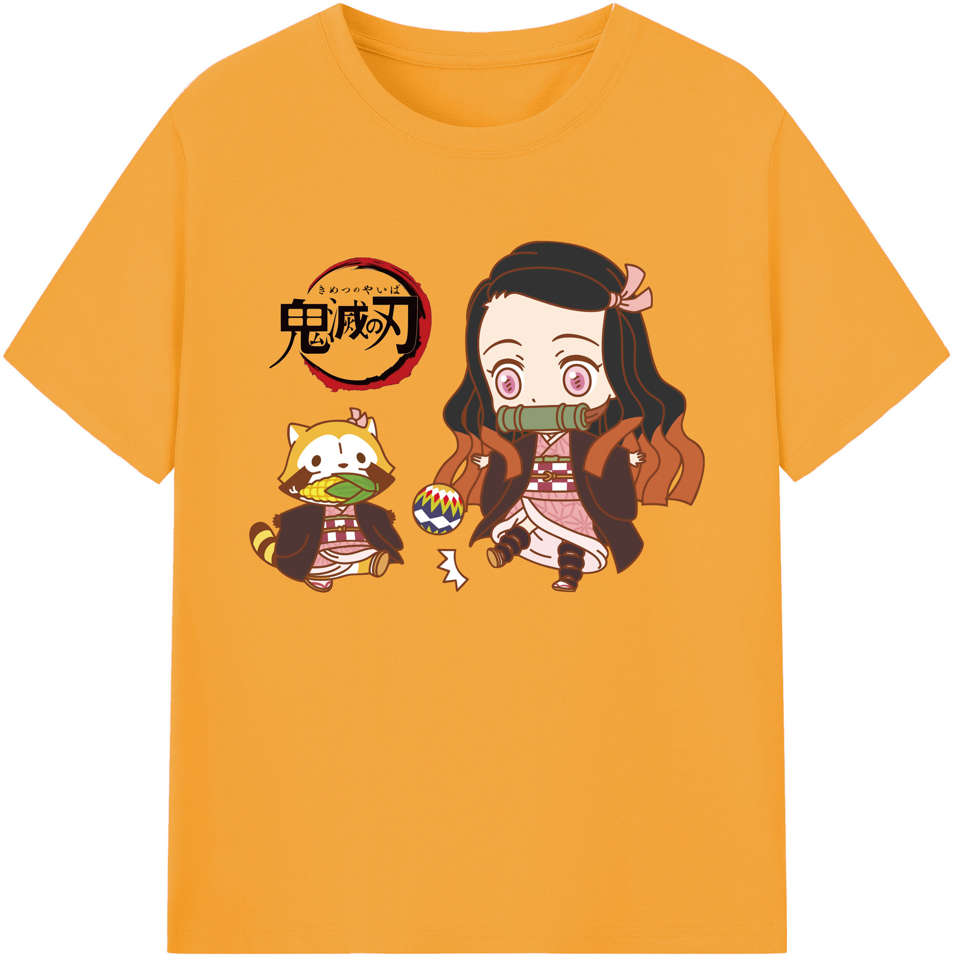（画像用） 鬼滅の刃（きめつのやいば）竈門 禰󠄀豆子／かまど ねずこ Kamado Nezuko 綿100％ メンズ半袖Tシャツ｜肌触りやわらか＆通気性