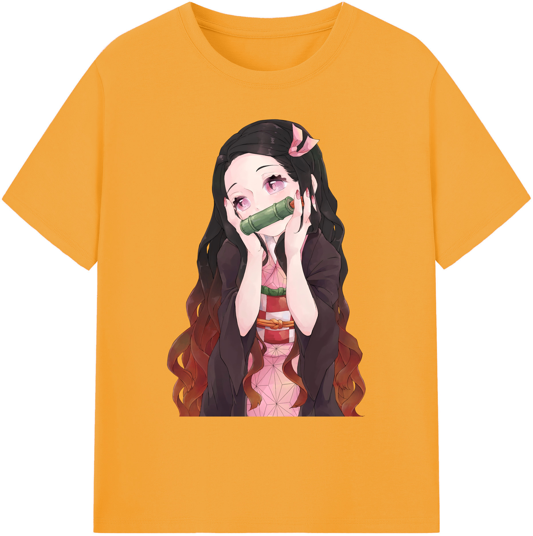 （画像用） 鬼滅の刃（きめつのやいば）竈門 禰󠄀豆子／かまど ねずこ Kamado Nezuko 綿100％ メンズ半袖Tシャツ｜肌触りやわらか＆通気性
