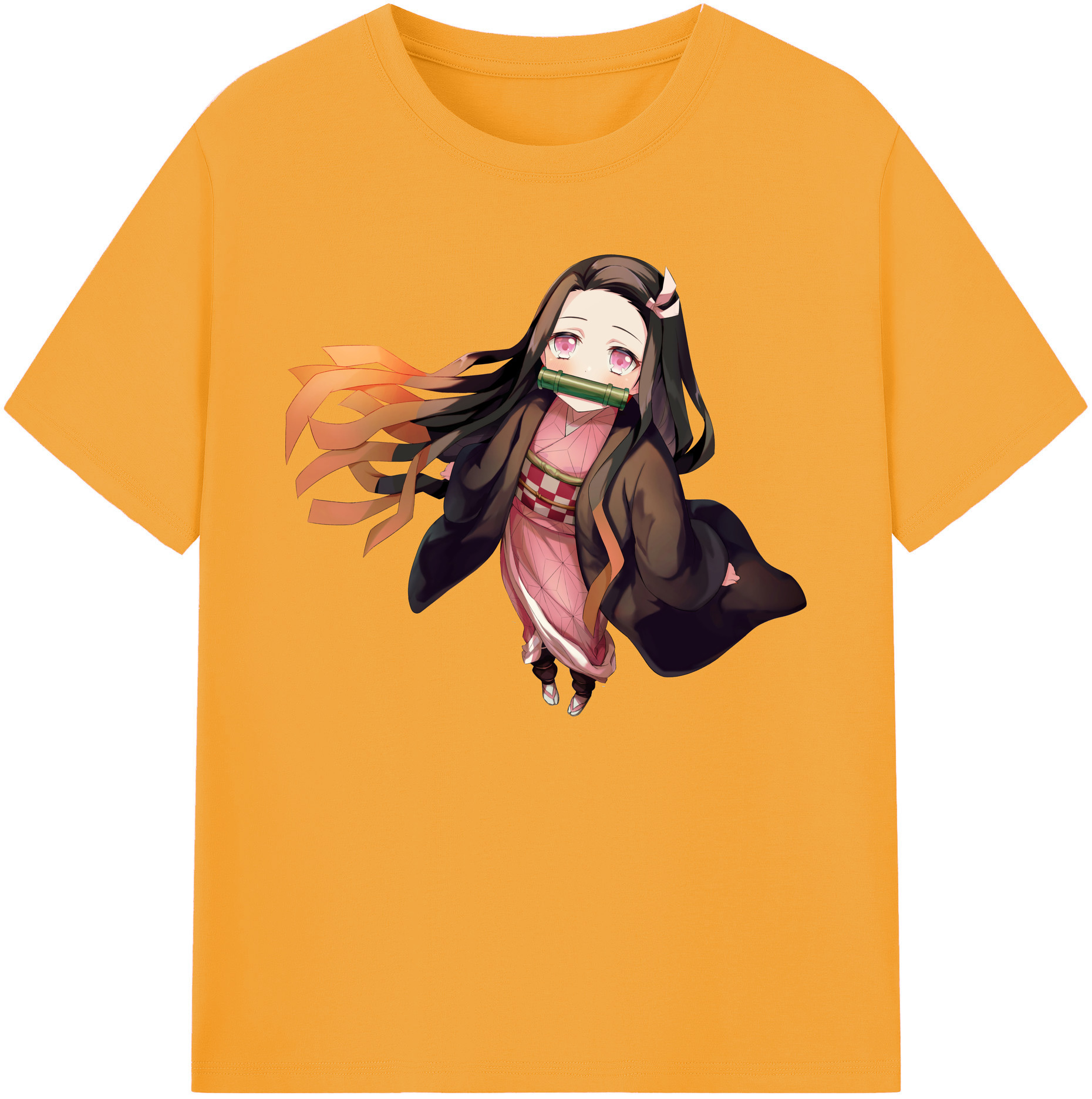 （画像用） 鬼滅の刃（きめつのやいば）竈門 禰󠄀豆子／かまど ねずこ Kamado Nezuko 綿100％ メンズ半袖Tシャツ｜肌触りやわらか＆通気性