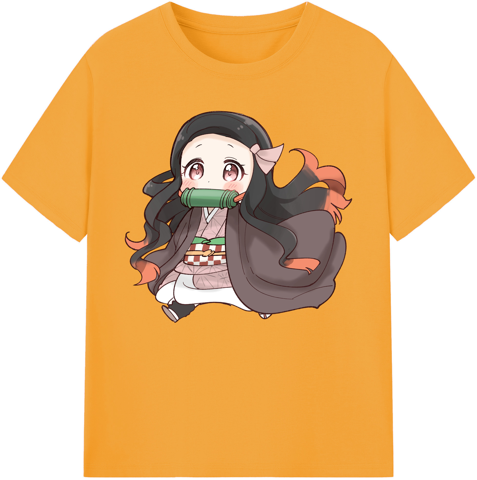 （画像用） 鬼滅の刃（きめつのやいば）竈門 禰󠄀豆子／かまど ねずこ Kamado Nezuko 綿100％ メンズ半袖Tシャツ｜肌触りやわらか＆通気性