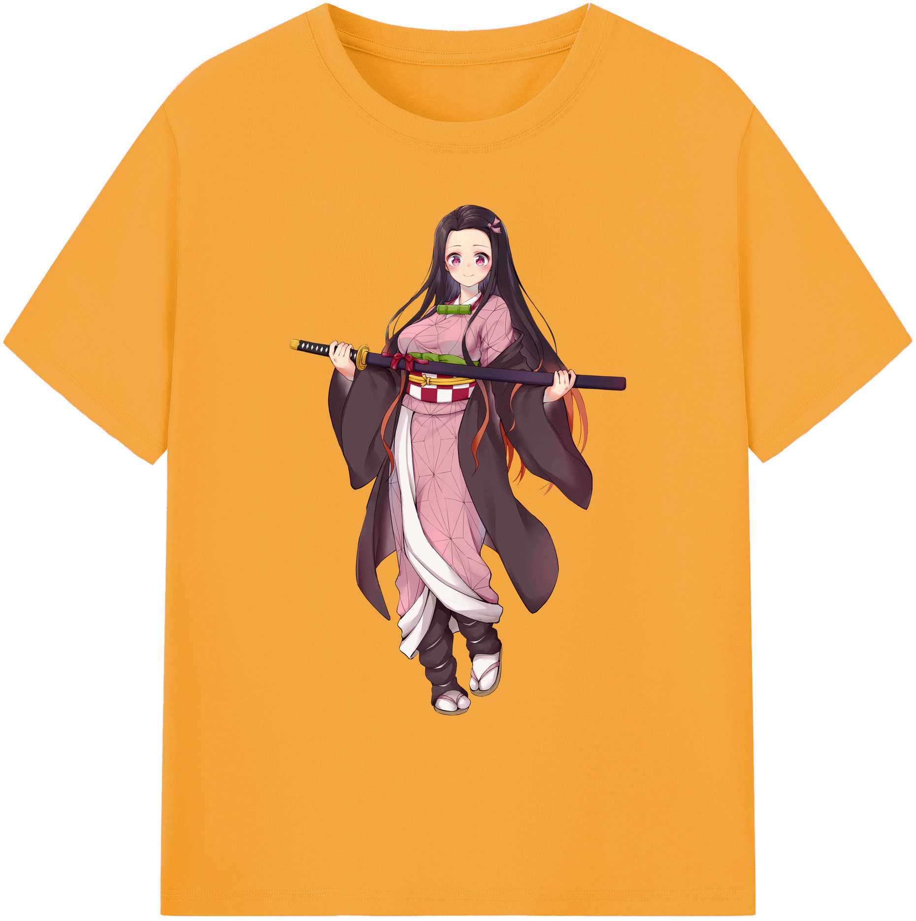 （画像用） 鬼滅の刃（きめつのやいば）竈門 禰󠄀豆子／かまど ねずこ Kamado Nezuko 綿100％ メンズ半袖Tシャツ｜肌触りやわらか＆通気性