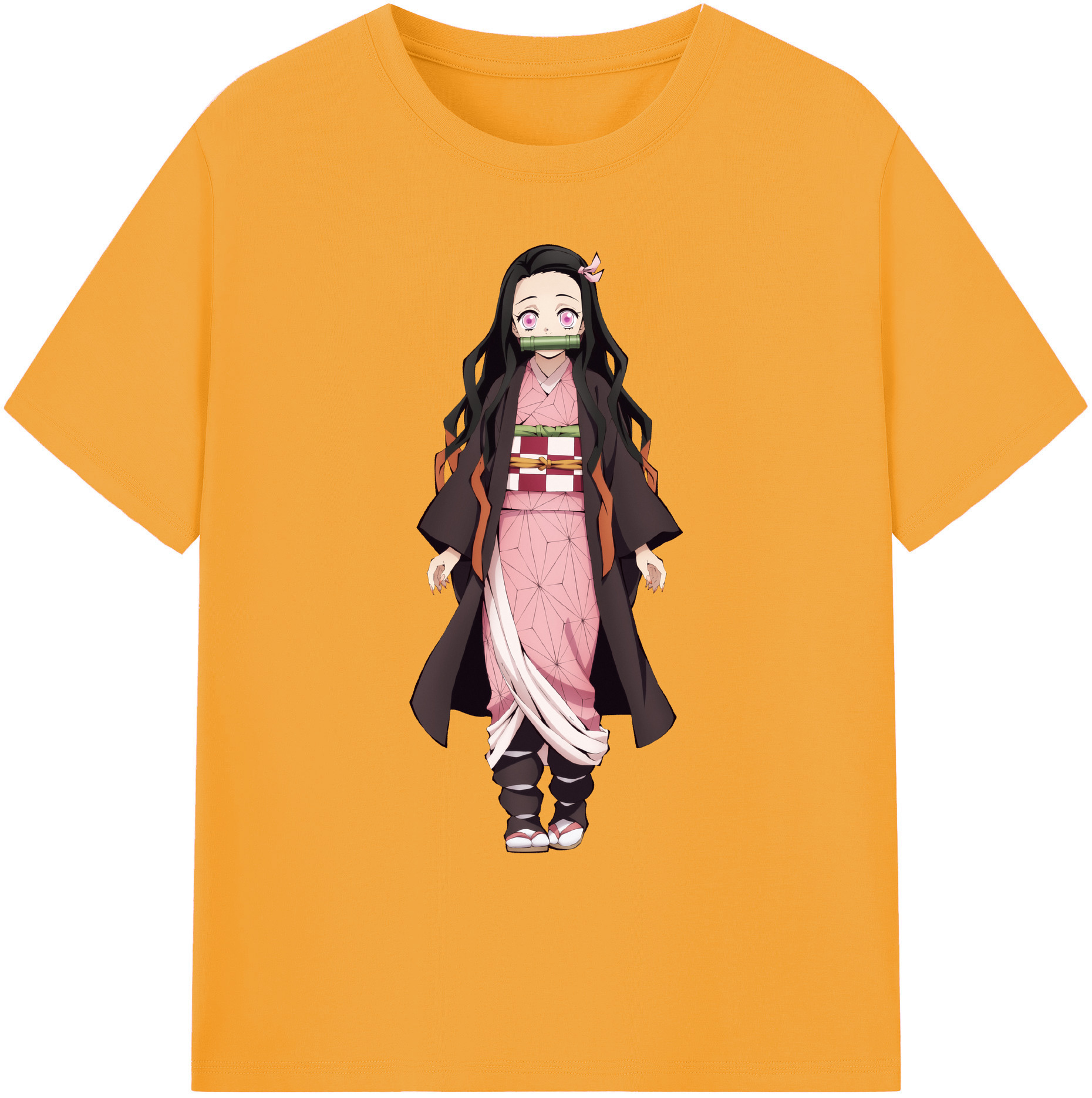 （画像用） 鬼滅の刃（きめつのやいば）竈門 禰󠄀豆子／かまど ねずこ Kamado Nezuko 綿100％ メンズ半袖Tシャツ｜肌触りやわらか＆通気性