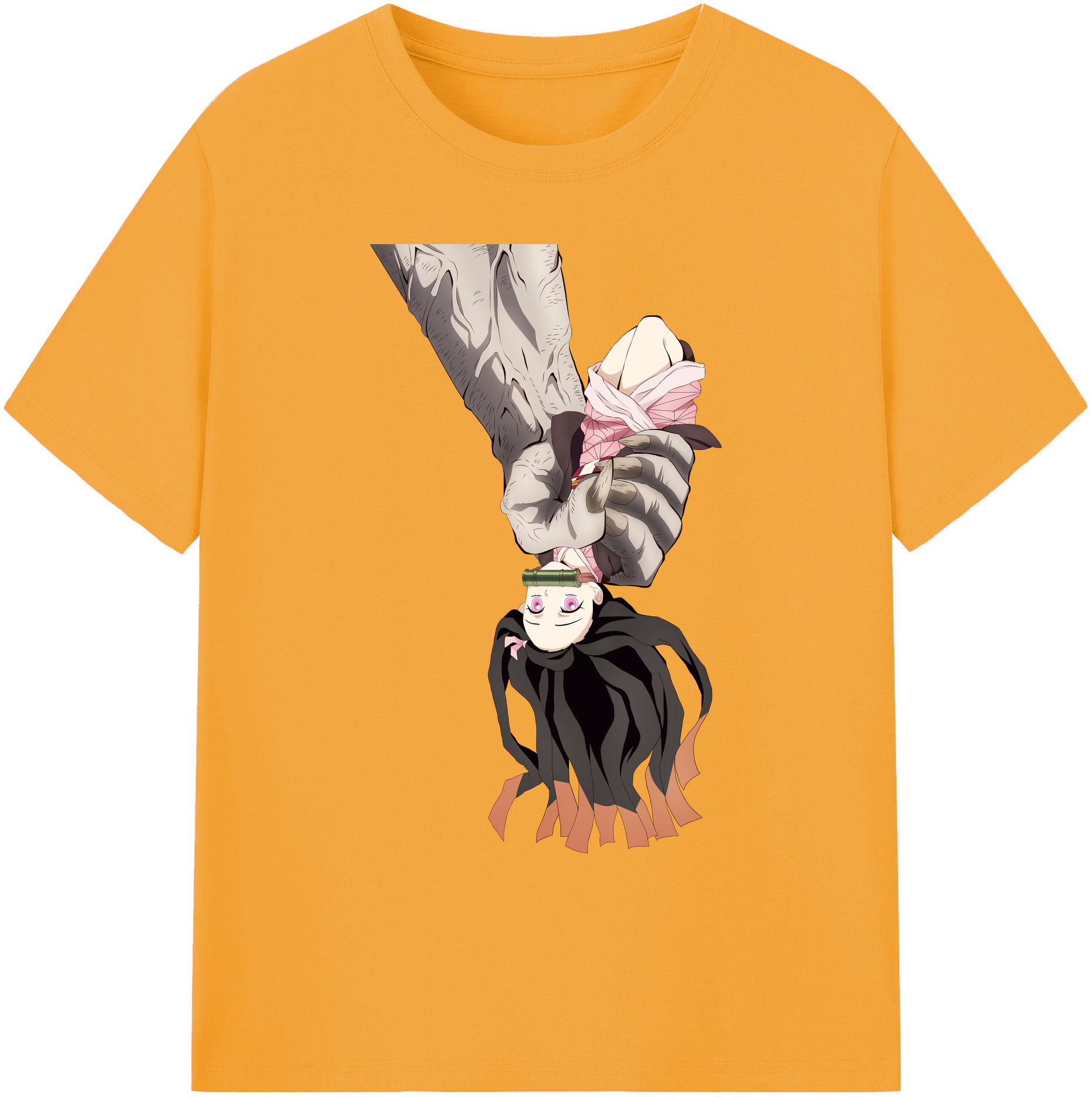 （画像用） 鬼滅の刃（きめつのやいば）竈門 禰󠄀豆子／かまど ねずこ Kamado Nezuko 綿100％ メンズ半袖Tシャツ｜肌触りやわらか＆通気性