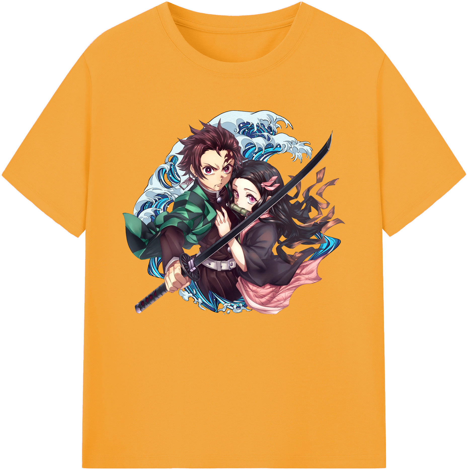 （画像用） 鬼滅の刃（きめつのやいば）竈門 禰󠄀豆子／かまど ねずこ Kamado Nezuko 綿100％ メンズ半袖Tシャツ｜肌触りやわらか＆通気性