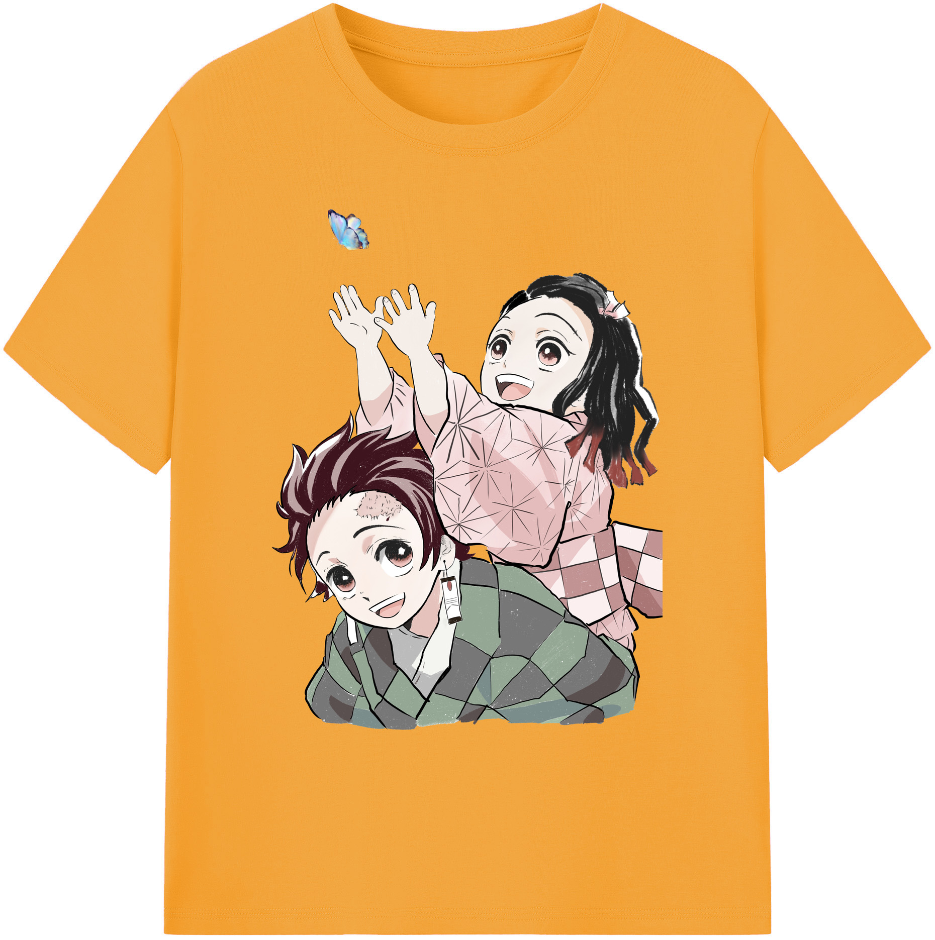 （画像用） 鬼滅の刃（きめつのやいば）竈門 禰󠄀豆子／かまど ねずこ Kamado Nezuko 綿100％ メンズ半袖Tシャツ｜肌触りやわらか＆通気性